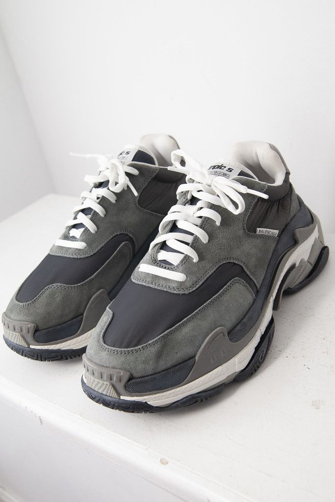 image of Balenciaga Ss18 Grey Triple S Sneakers, Men's
