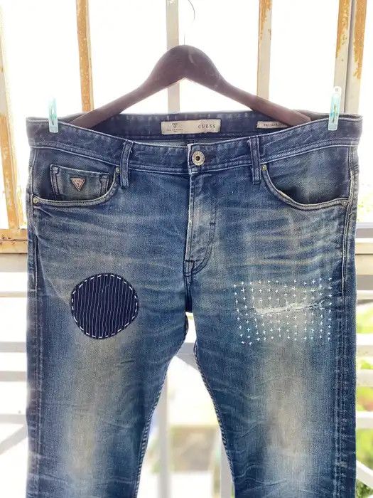 Vintage Custom Shashiko Boro Patch Work Regular Stright Jeans Size US 38 / EU 54 - 3 Thumbnail