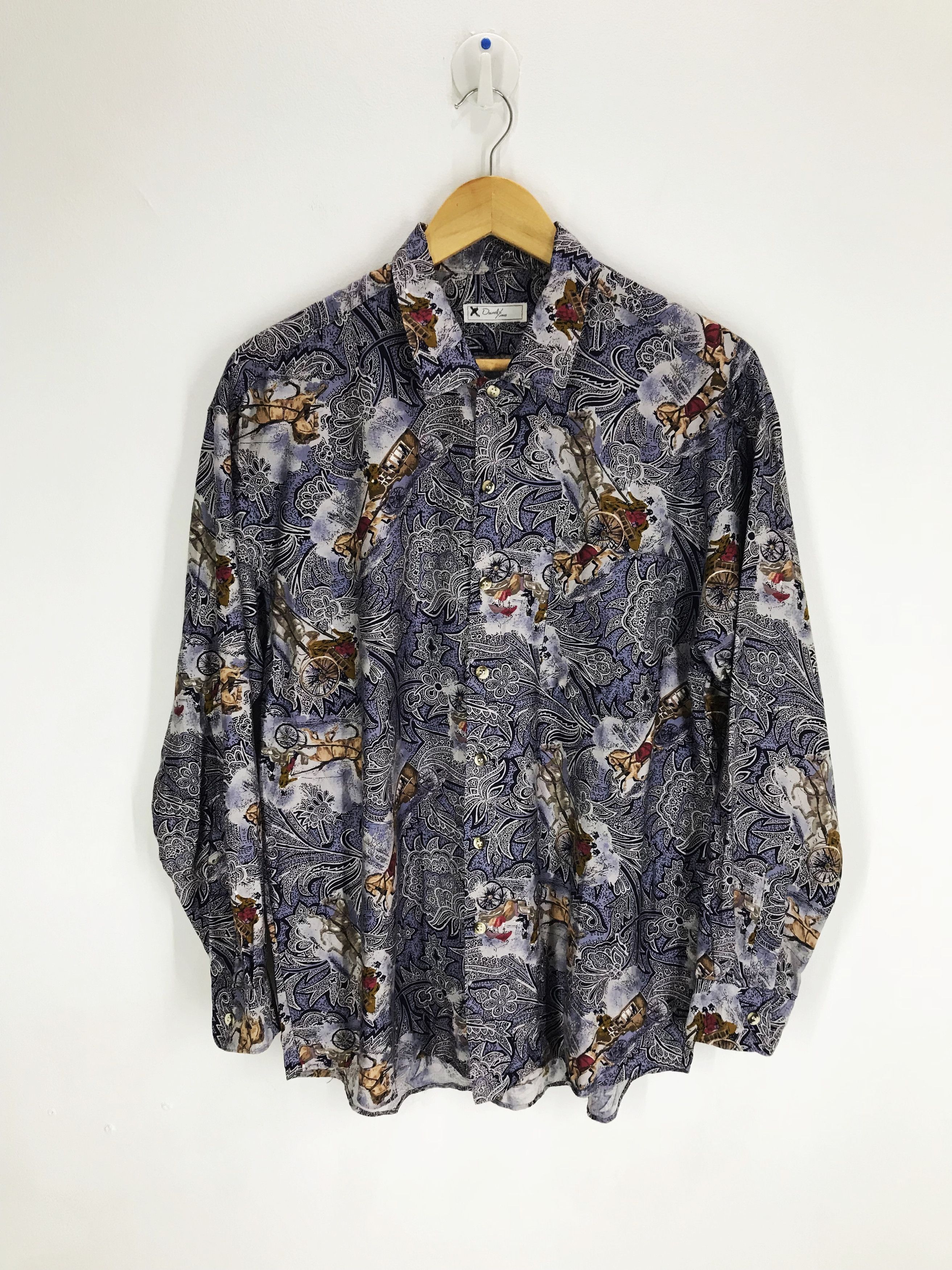 If Six Was Nine DOUMA UOMO Floral Flower Horse All Over Print Shirt Size US M / EU 48-50 / 2 - 2 Thumbnail