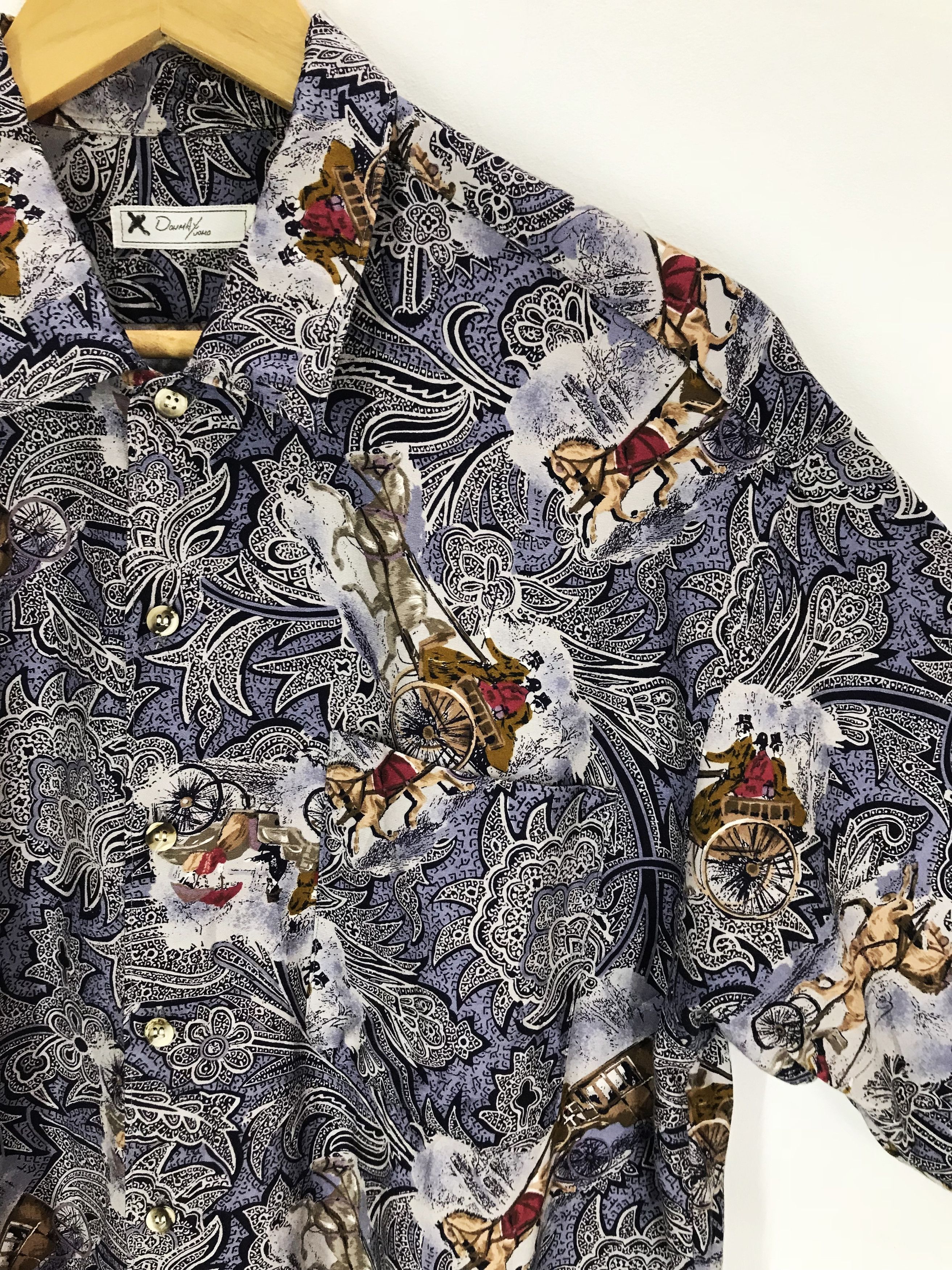 If Six Was Nine DOUMA UOMO Floral Flower Horse All Over Print Shirt Size US M / EU 48-50 / 2 - 3 Thumbnail