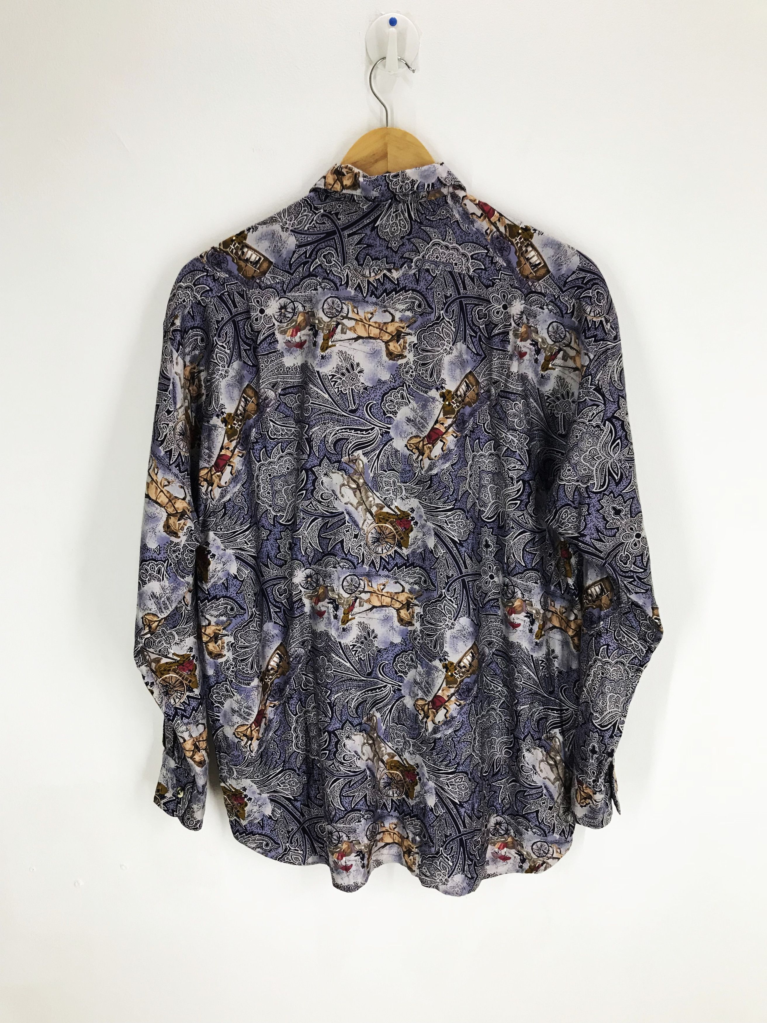 If Six Was Nine DOUMA UOMO Floral Flower Horse All Over Print Shirt Size US M / EU 48-50 / 2 - 7 Thumbnail