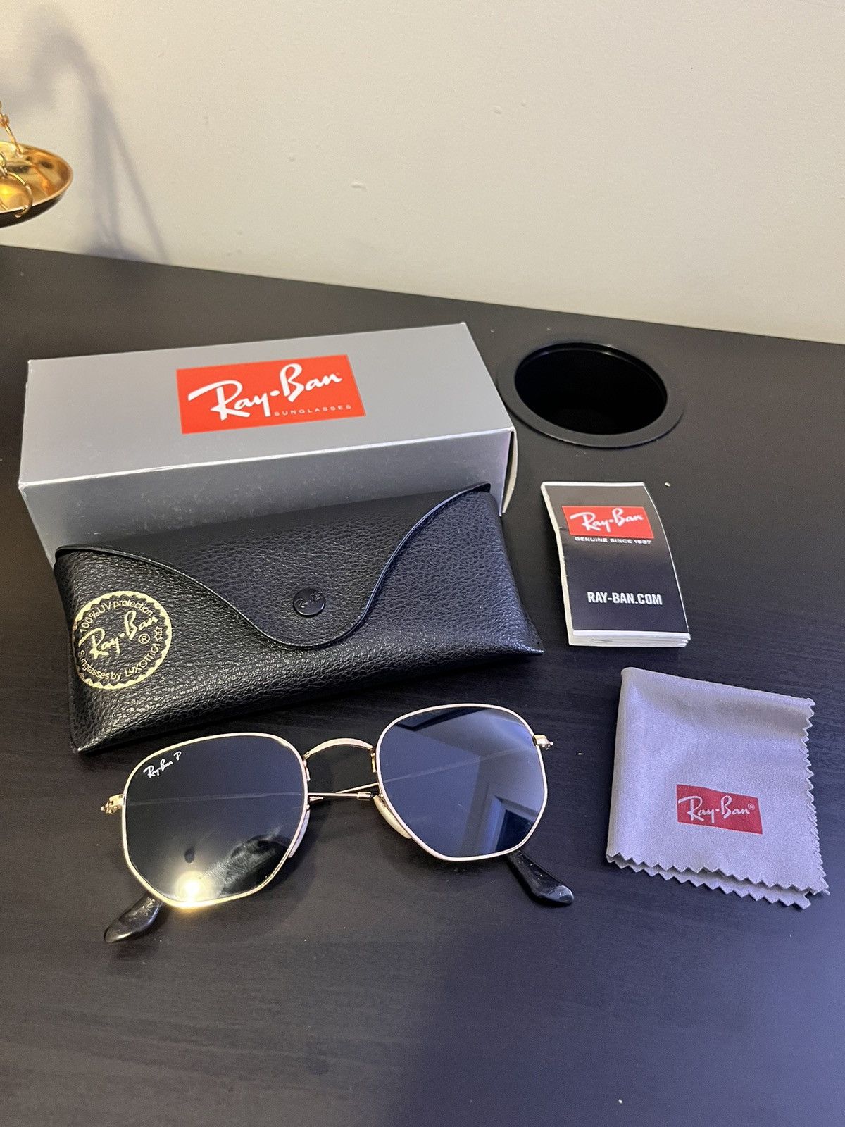 image of Rayban Ray Ban P Hexagonal Flat Lenses Rb3548N in Green Gold, Men's