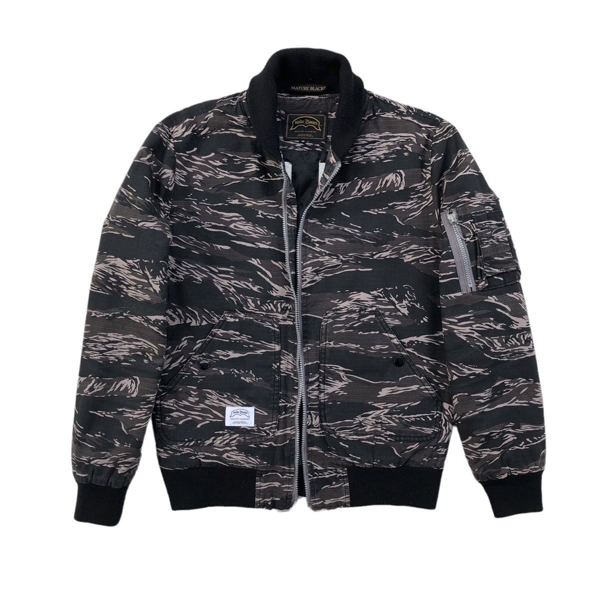 Japanese Brand Nude Bones Mature Blacks Camouflage Bomber Jacket Size US M / EU 48-50 / 2 - 6 Thumbnail