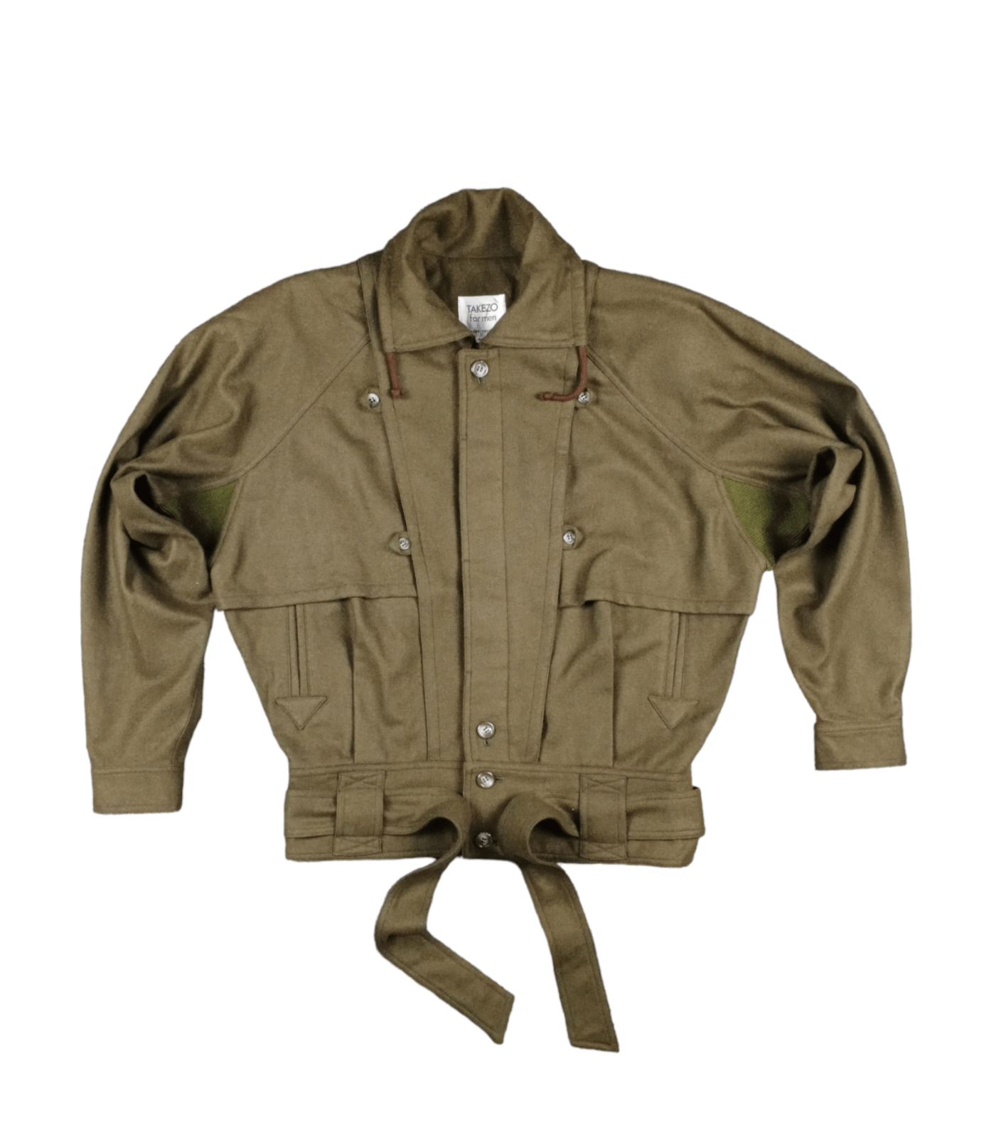 image of Archival Clothing x Vintage Takezo For Men Takezo Toyoguchi Wool Jacket in Army Green (Size Large)