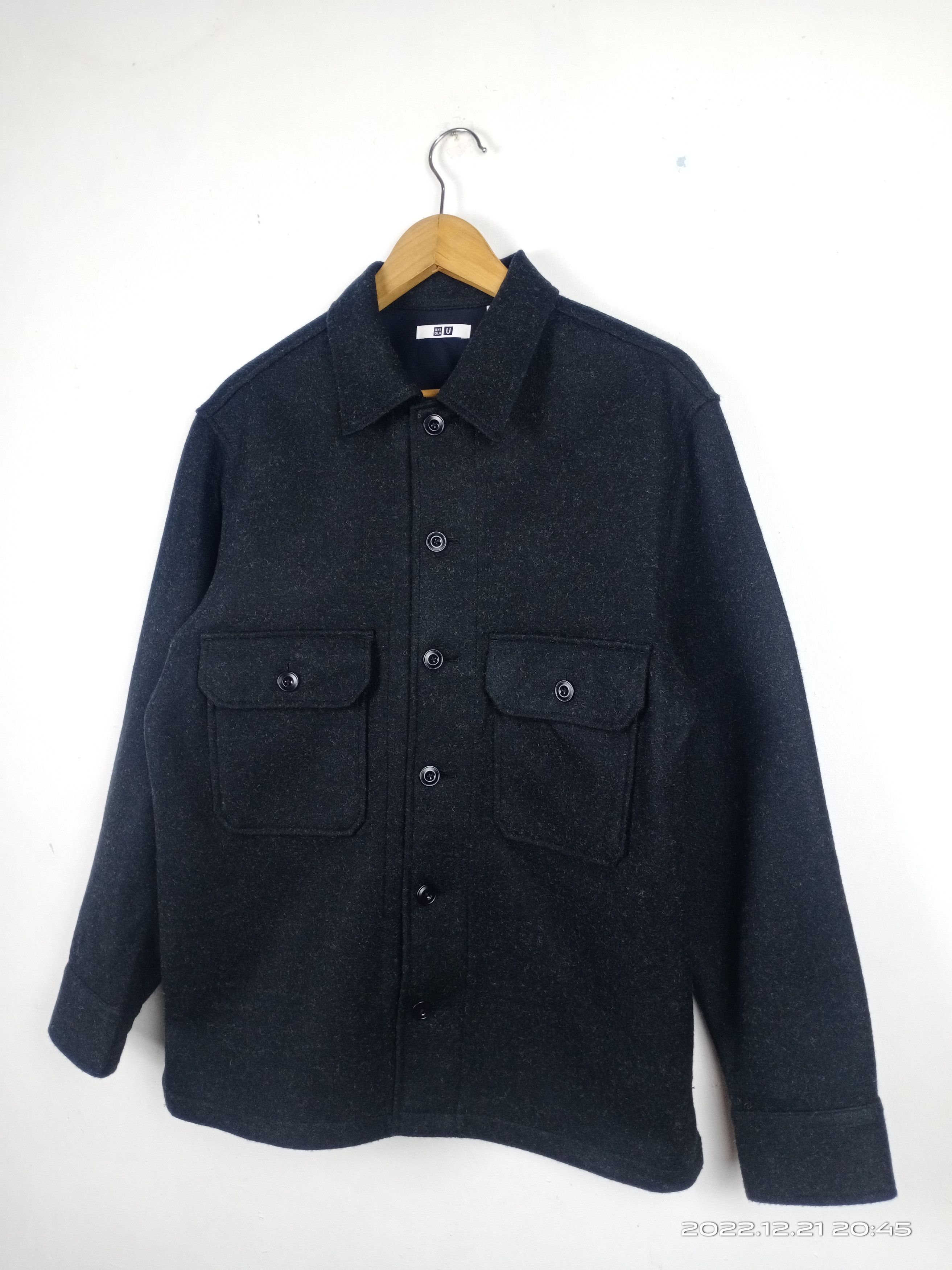 Flannel × Japanese Brand × Uniqlo 💥RARE💥Plain Uniqlo Double Pocket Wool Shirt Jacket Size US M / EU 48-50 / 2 - 2 Thumbnail