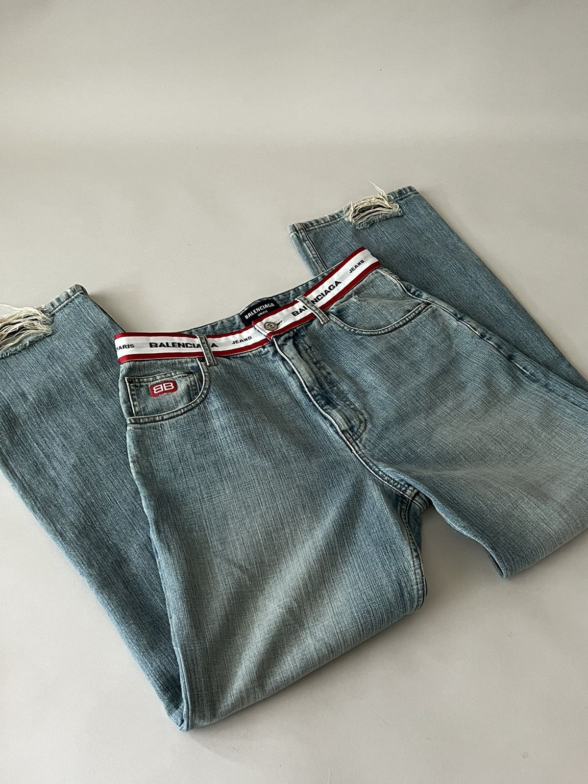 Balenciaga 🔥$1.4K VALUE🔥Balenciaga Logo Waistband Distressed Jeans Size US 30 / EU 46 - 6 Thumbnail