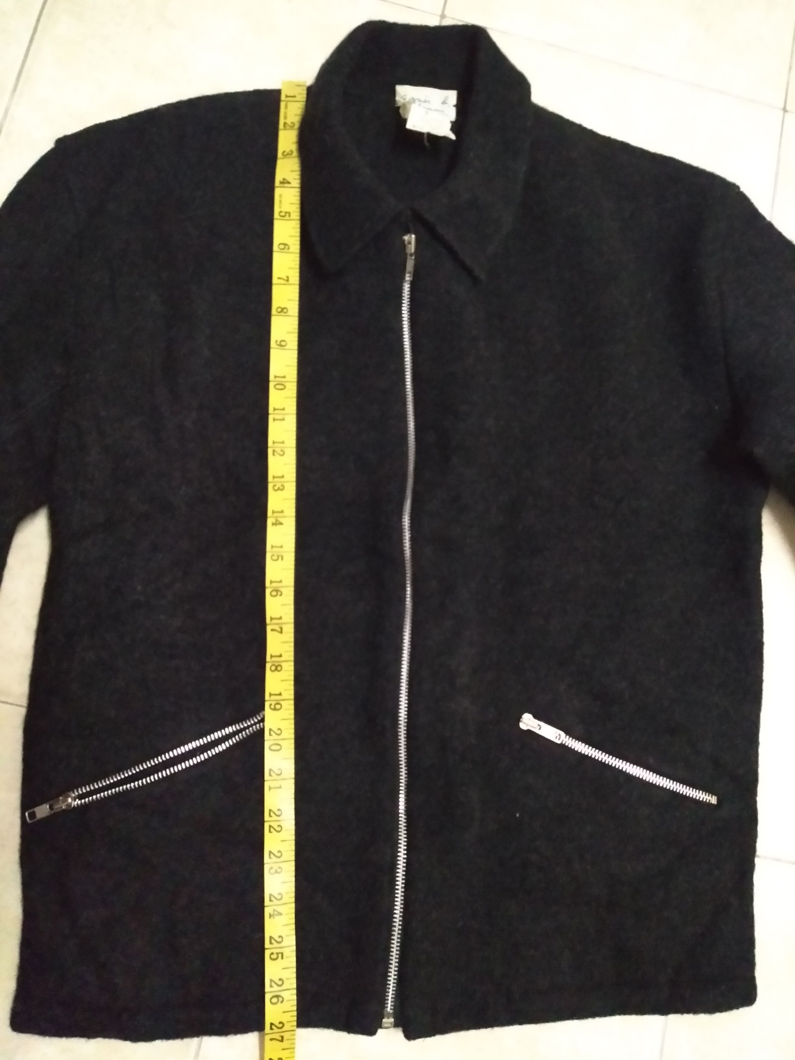 Vintage Agnes B. Black Wool Zipper Jacket Made in France