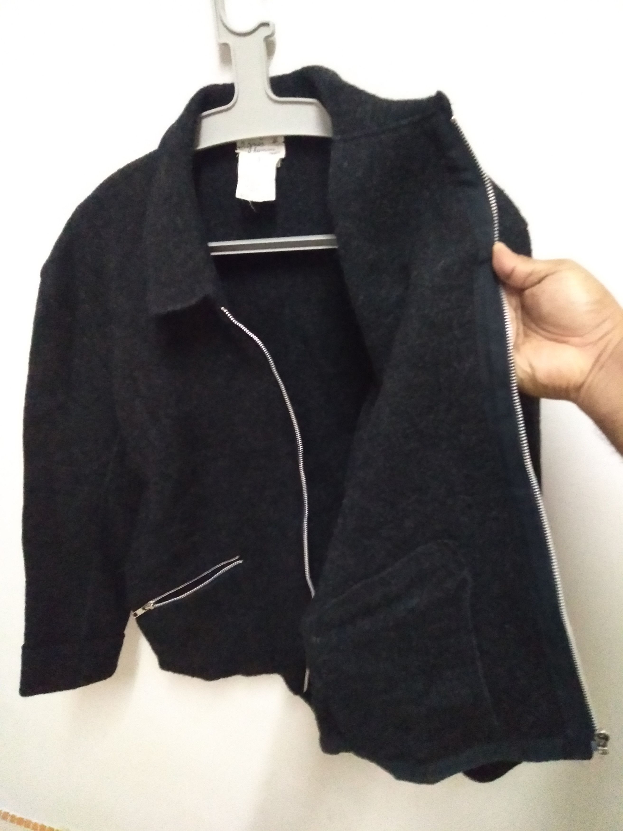 ジャケット・アウター agnes b Wool Jacket Made in FRANCE 90s Vintage Agnes B. Black Wool Zipper Jacket Made in France