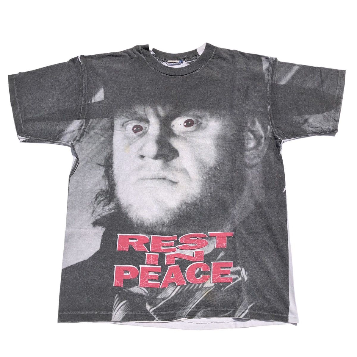 Image of Vintage 1992 The Undertaker Rest In Peace All Over T-Shirt in White, Men's (Size XL)