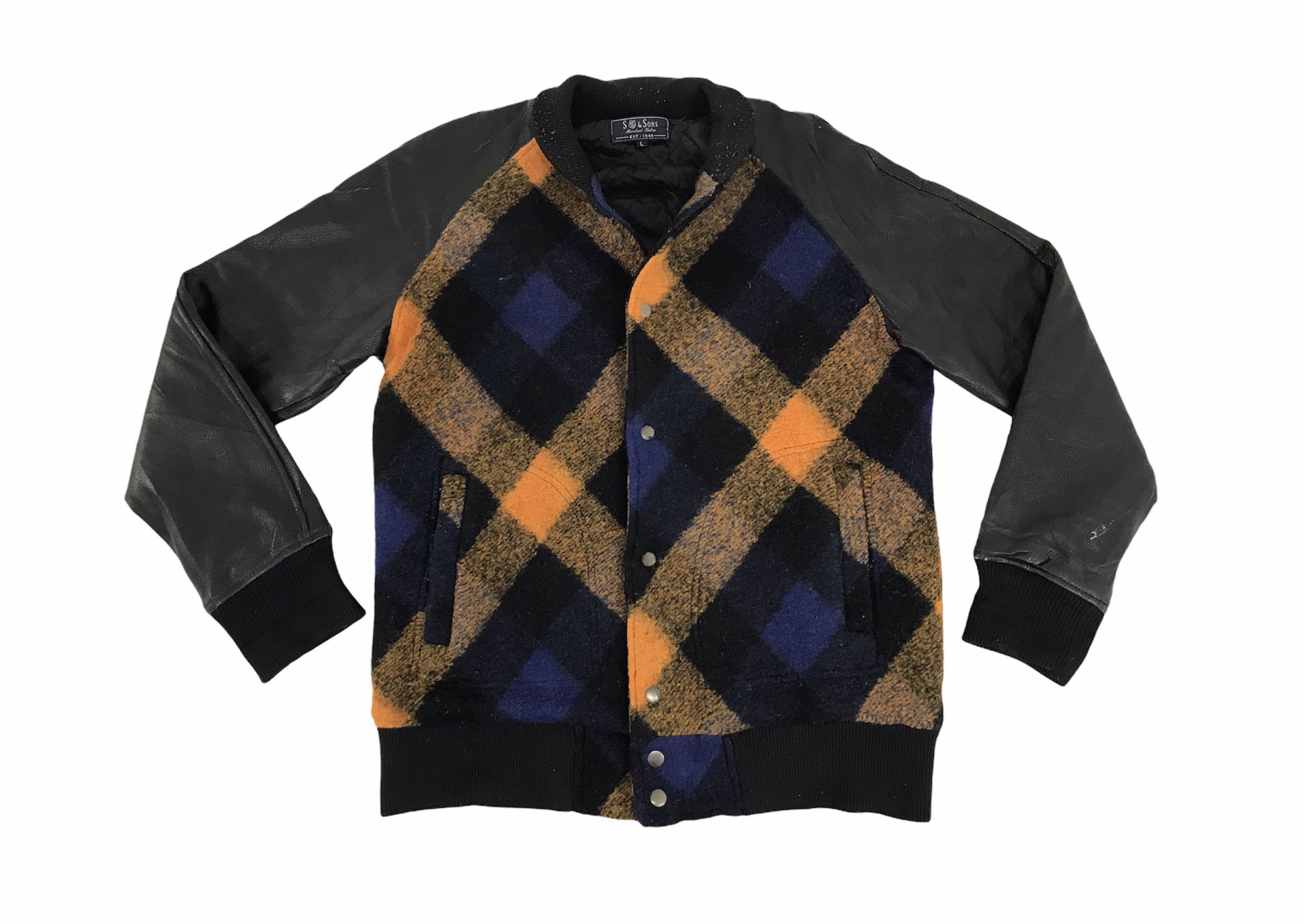 Vintage SSJ & Sons Varsity PVC Varsity Fleece Wool Jacket