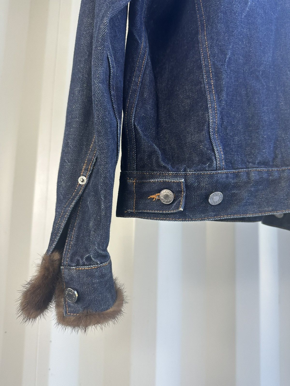 Gucci TOM FORD FOR GUCCI - Fur Collar Type 2 Denim Jacket Size US L / EU 52-54 / 3 - 5 Thumbnail