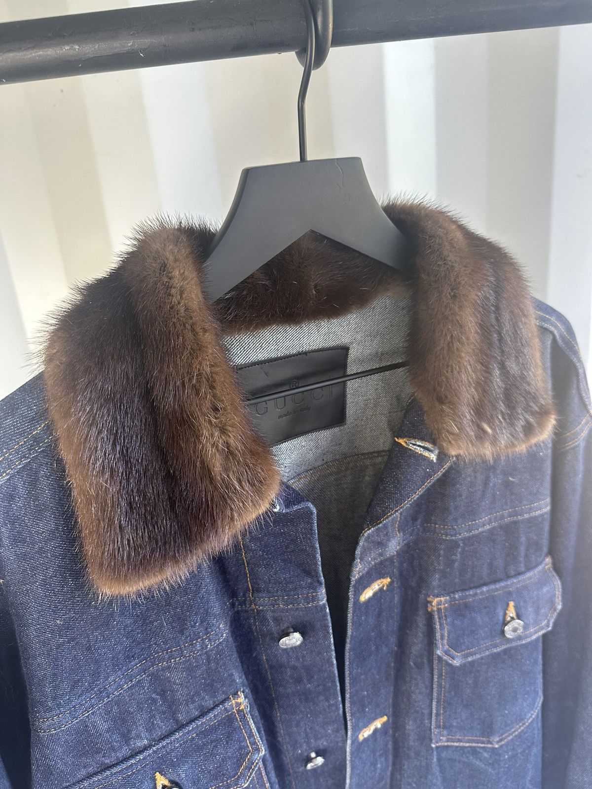 Gucci TOM FORD FOR GUCCI - Fur Collar Type 2 Denim Jacket Size US L / EU 52-54 / 3 - 2 Thumbnail