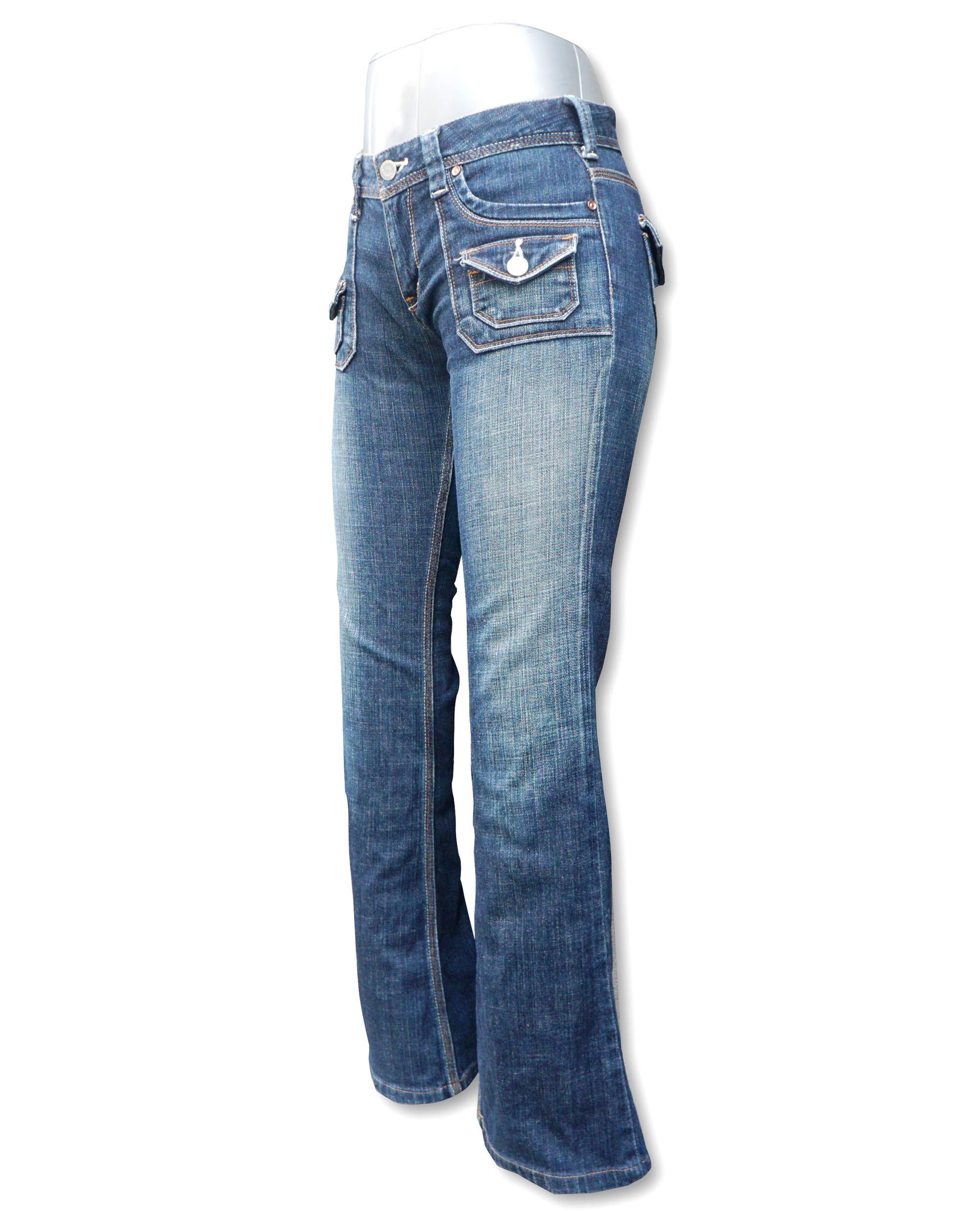 Japanese Brand SPICE ISLAND Low Rise Multipockets Flare Jeans Size 26" / US 2 / IT 38 - 17 Thumbnail