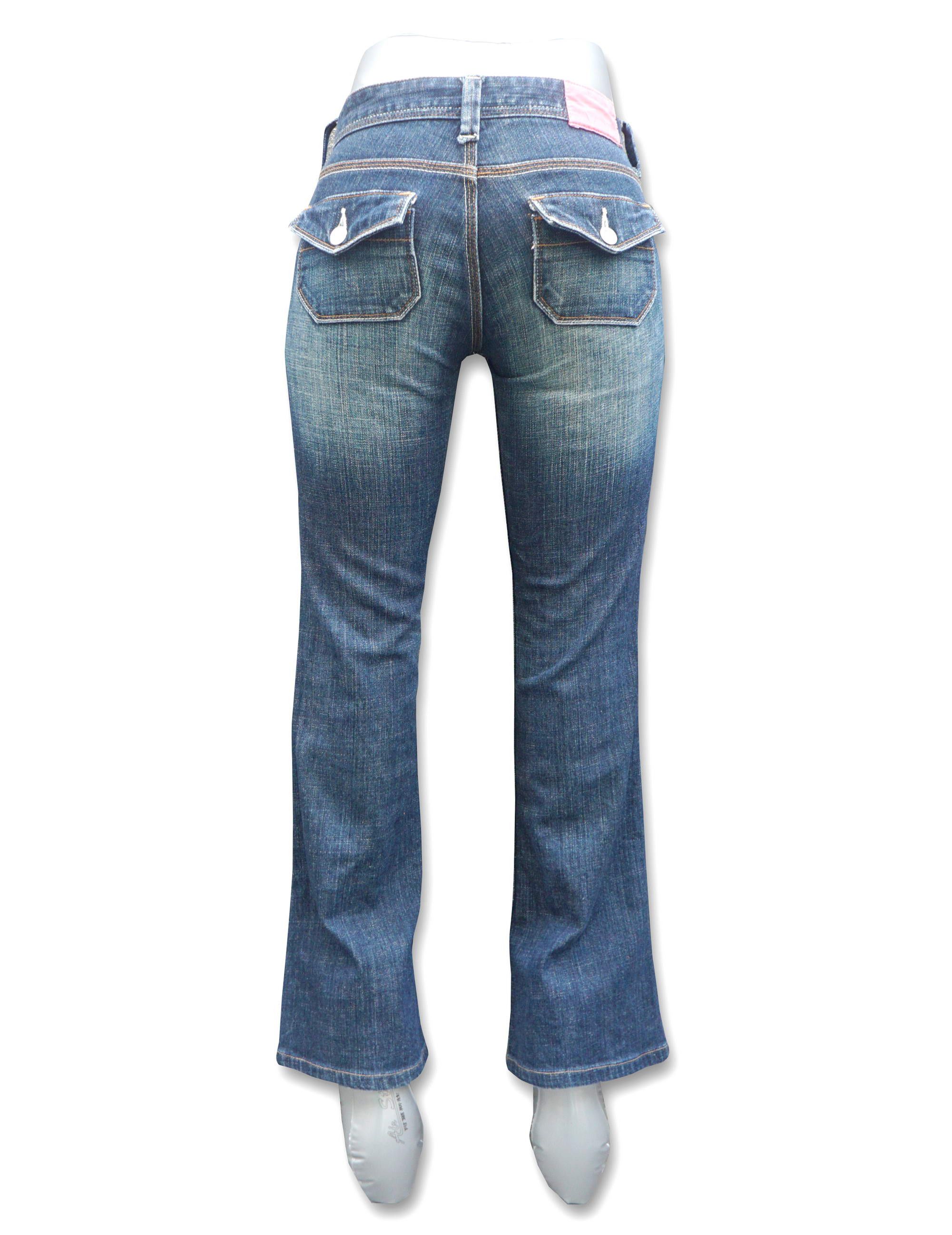 Japanese Brand SPICE ISLAND Low Rise Multipockets Flare Jeans Size 26" / US 2 / IT 38 - 3 Thumbnail