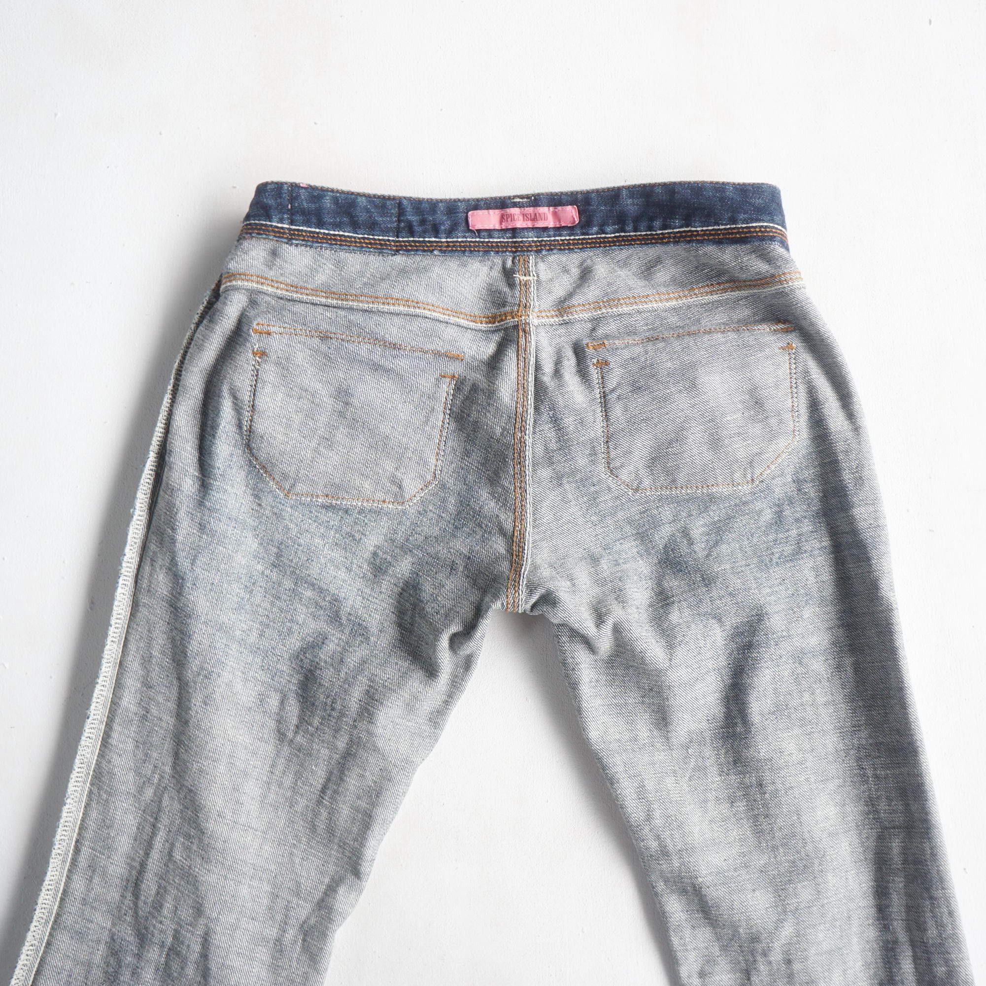 Japanese Brand SPICE ISLAND Low Rise Multipockets Flare Jeans Size 26" / US 2 / IT 38 - 10 Thumbnail