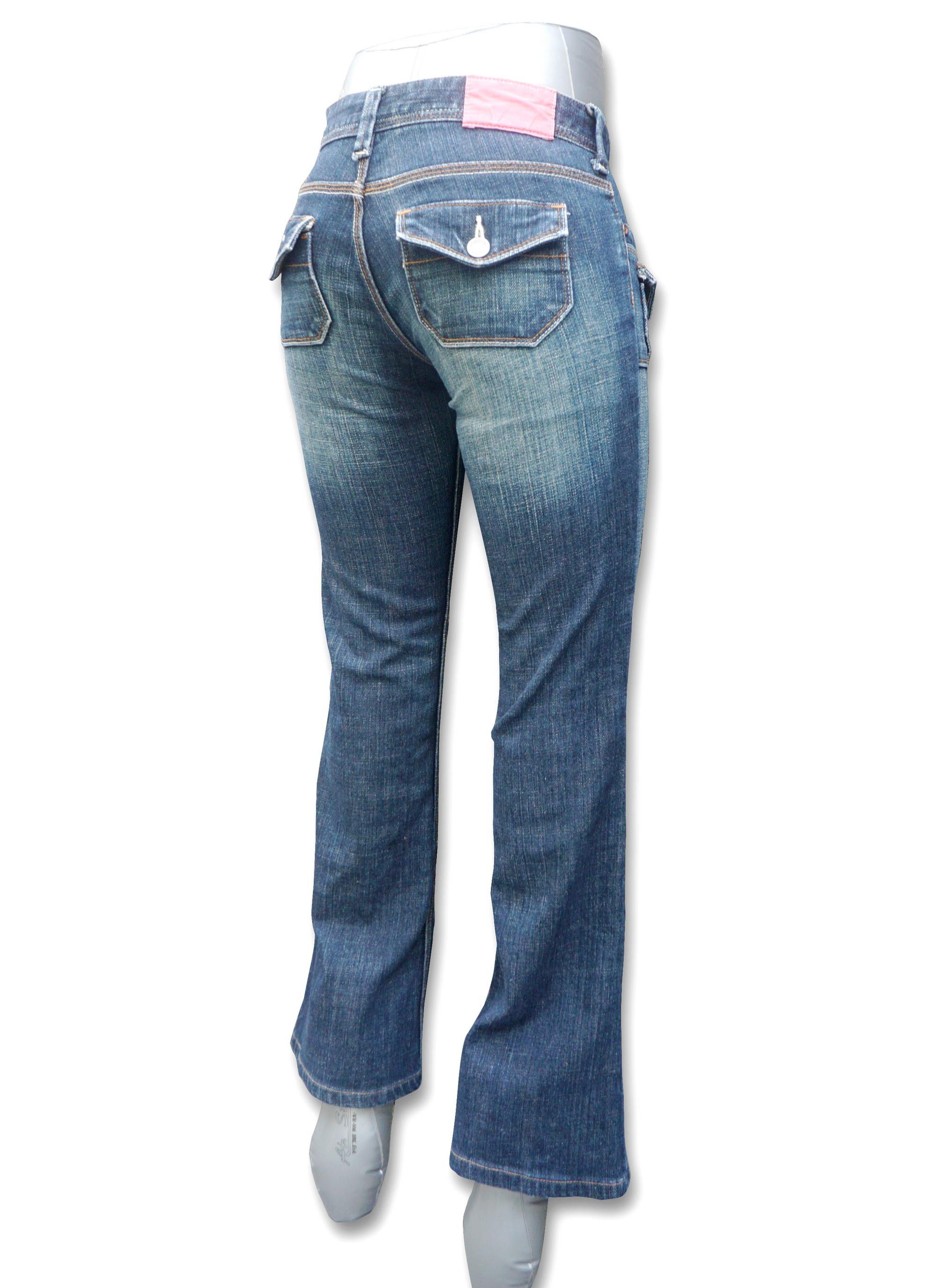 Japanese Brand SPICE ISLAND Low Rise Multipockets Flare Jeans Size 26" / US 2 / IT 38 - 18 Thumbnail