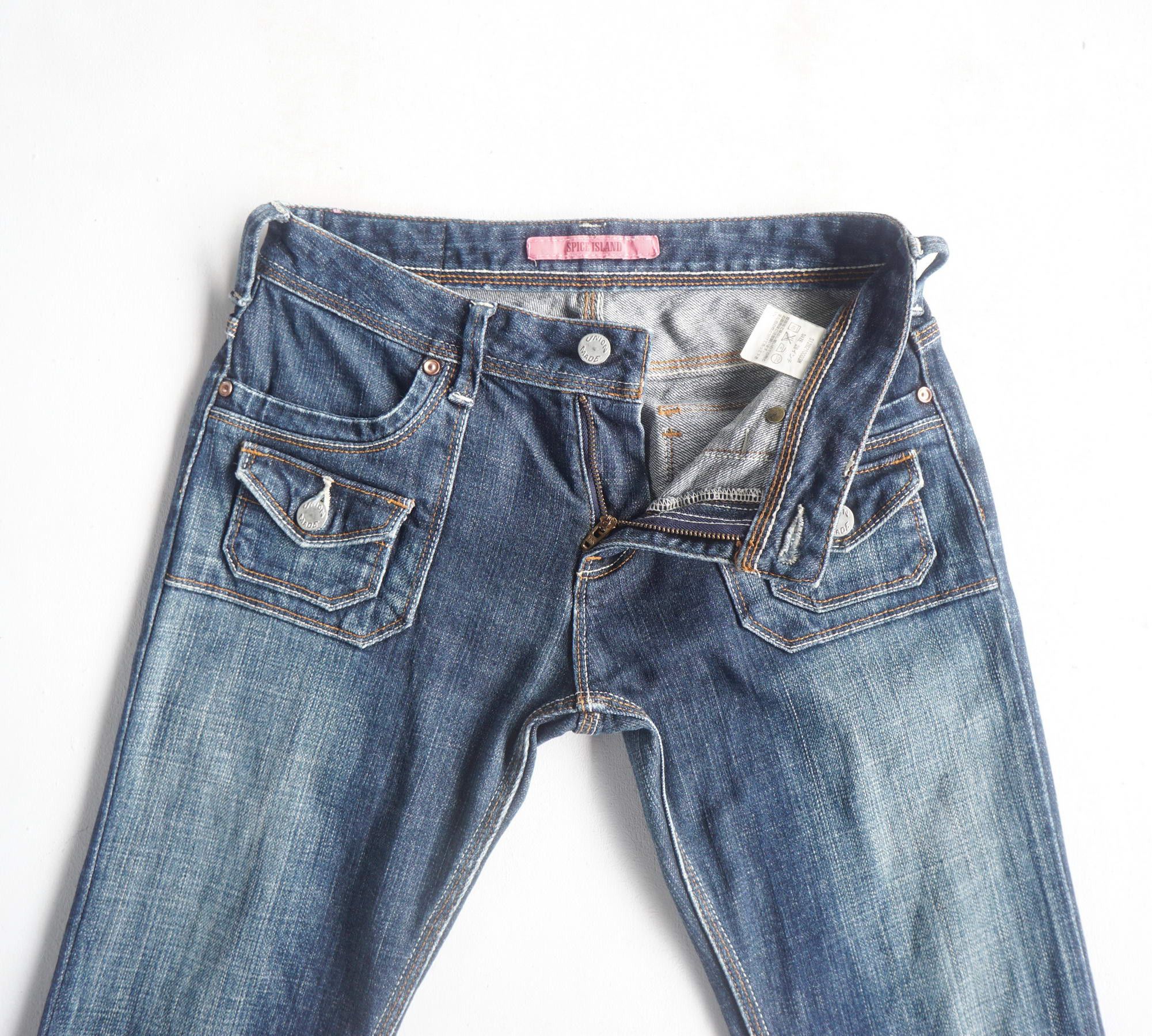 Japanese Brand SPICE ISLAND Low Rise Multipockets Flare Jeans Size 26" / US 2 / IT 38 - 8 Thumbnail