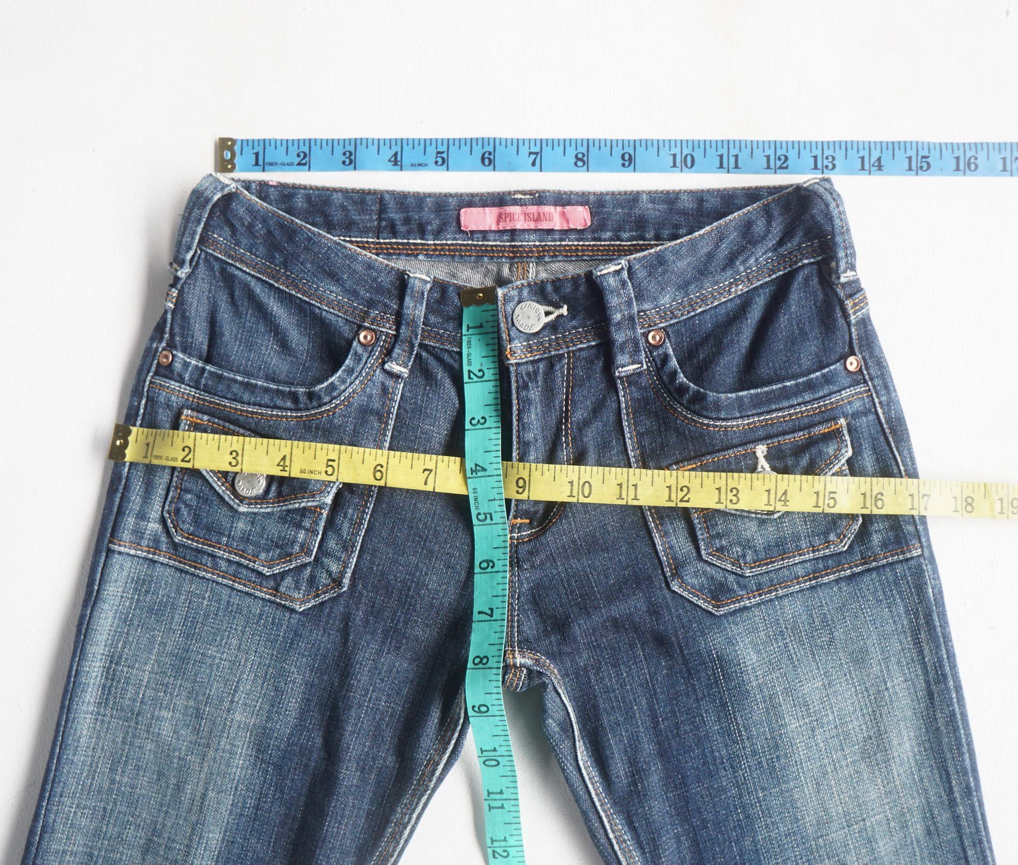 Japanese Brand SPICE ISLAND Low Rise Multipockets Flare Jeans Size 26" / US 2 / IT 38 - 13 Thumbnail
