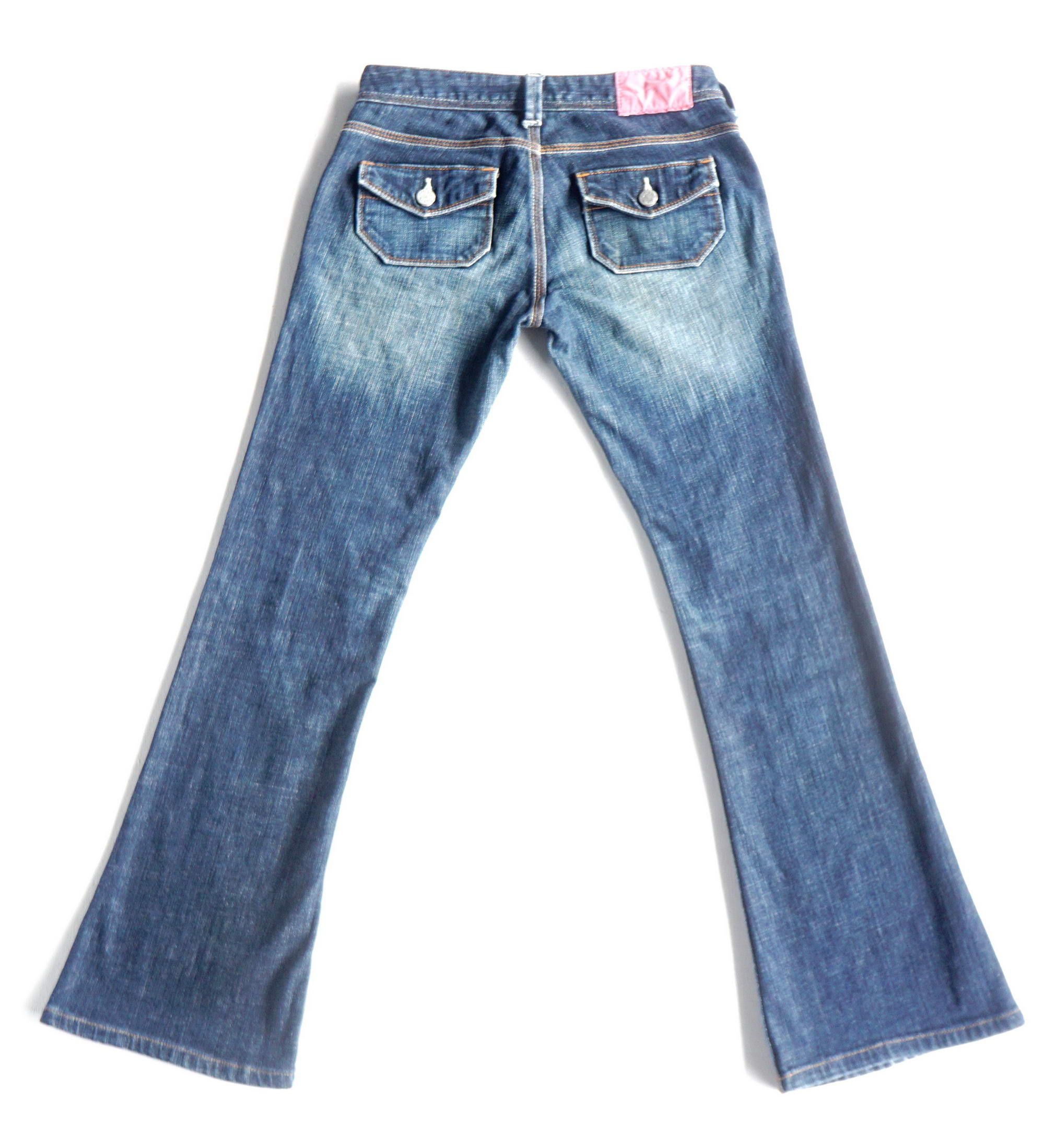 Japanese Brand SPICE ISLAND Low Rise Multipockets Flare Jeans Size 26" / US 2 / IT 38 - 5 Thumbnail