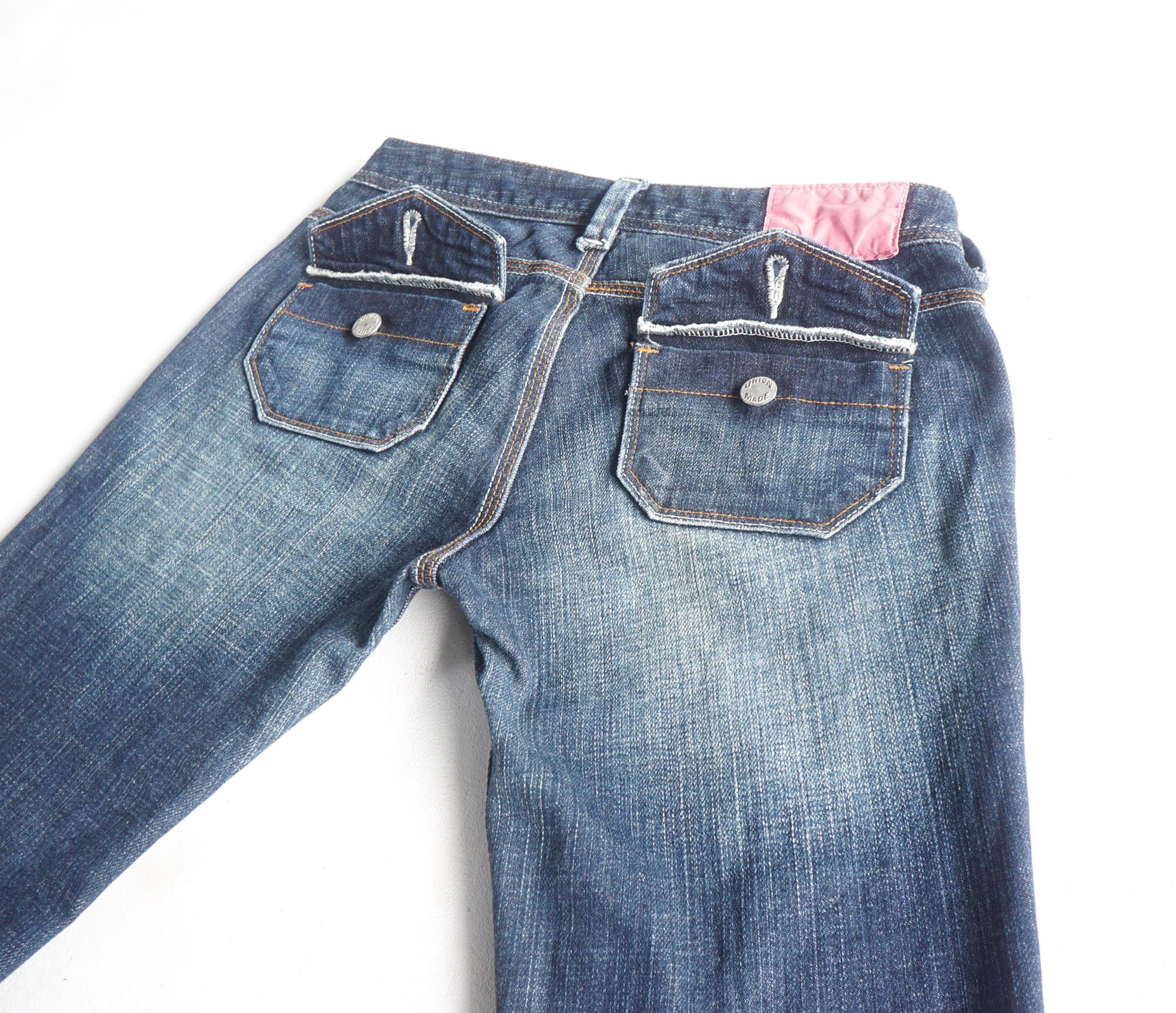 Japanese Brand SPICE ISLAND Low Rise Multipockets Flare Jeans Size 26" / US 2 / IT 38 - 7 Thumbnail