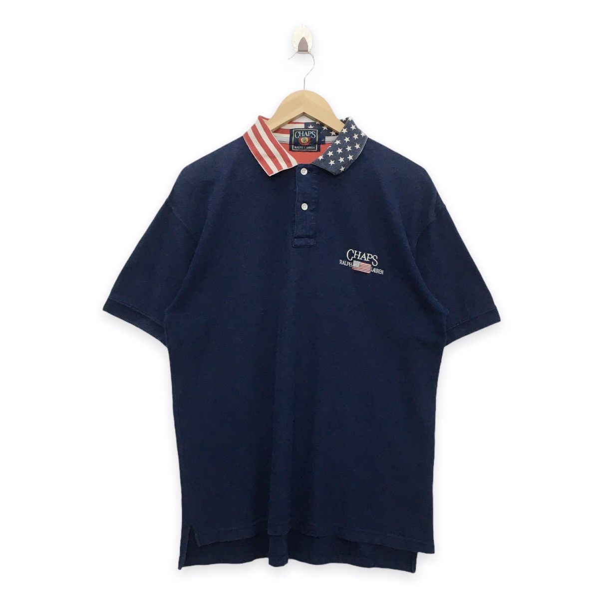 Chaps Ralph Lauren × Vintage Rare Vintage Chaps Ralph Lauren American Flag Polo Shirt Size US L / EU 52-54 / 3 - 1 Thumbnail