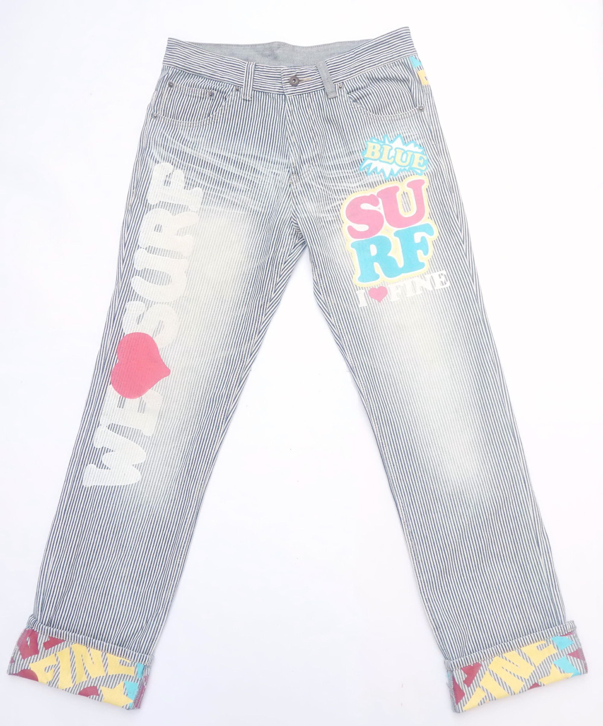 Japanese Brand CLONE DEVGRU Printed Hickory Striped Denim Size 32" / US 10 / IT 46 - 3 Thumbnail
