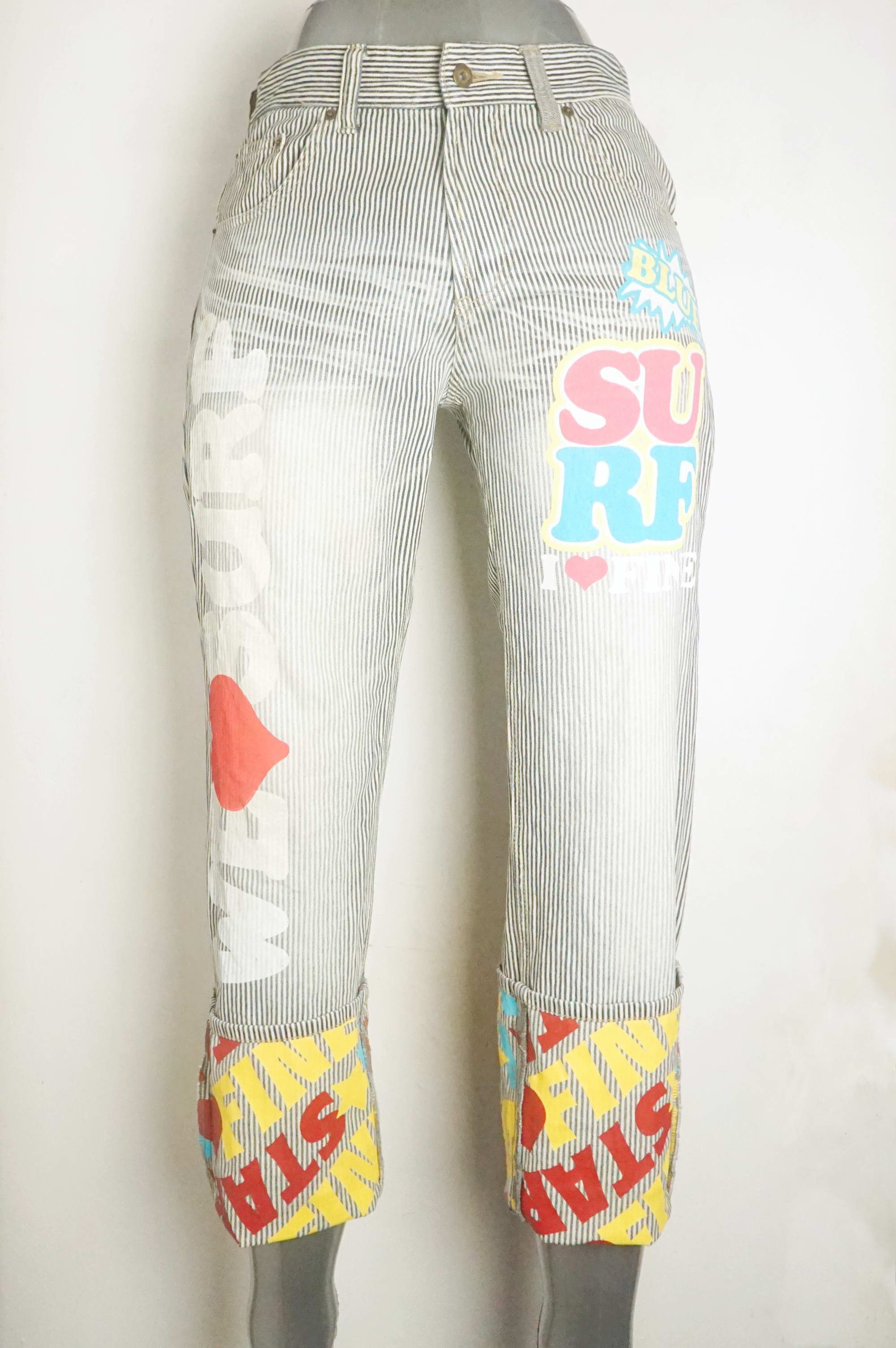 Japanese Brand CLONE DEVGRU Printed Hickory Striped Denim Size 32" / US 10 / IT 46 - 1 Thumbnail
