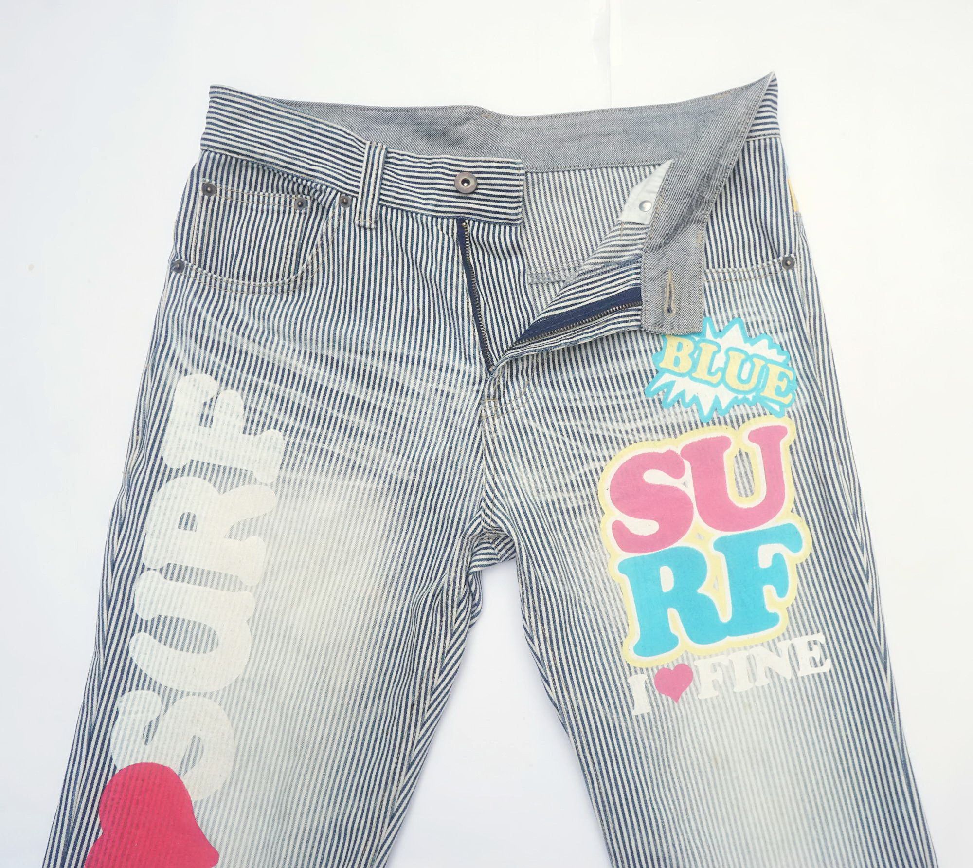 Japanese Brand CLONE DEVGRU Printed Hickory Striped Denim Size 32" / US 10 / IT 46 - 10 Thumbnail