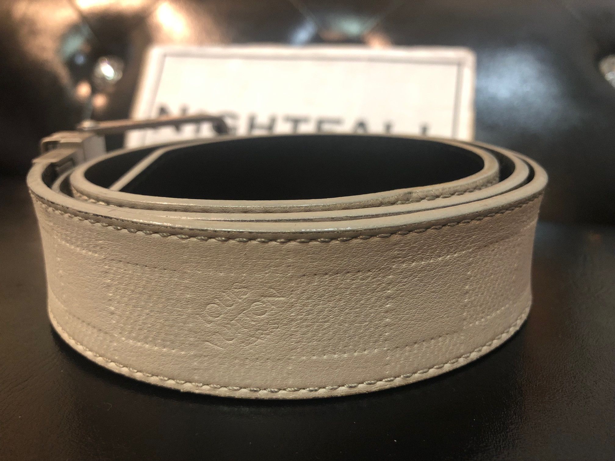 Pre-owned Louis Vuitton Damier White Leather Belt