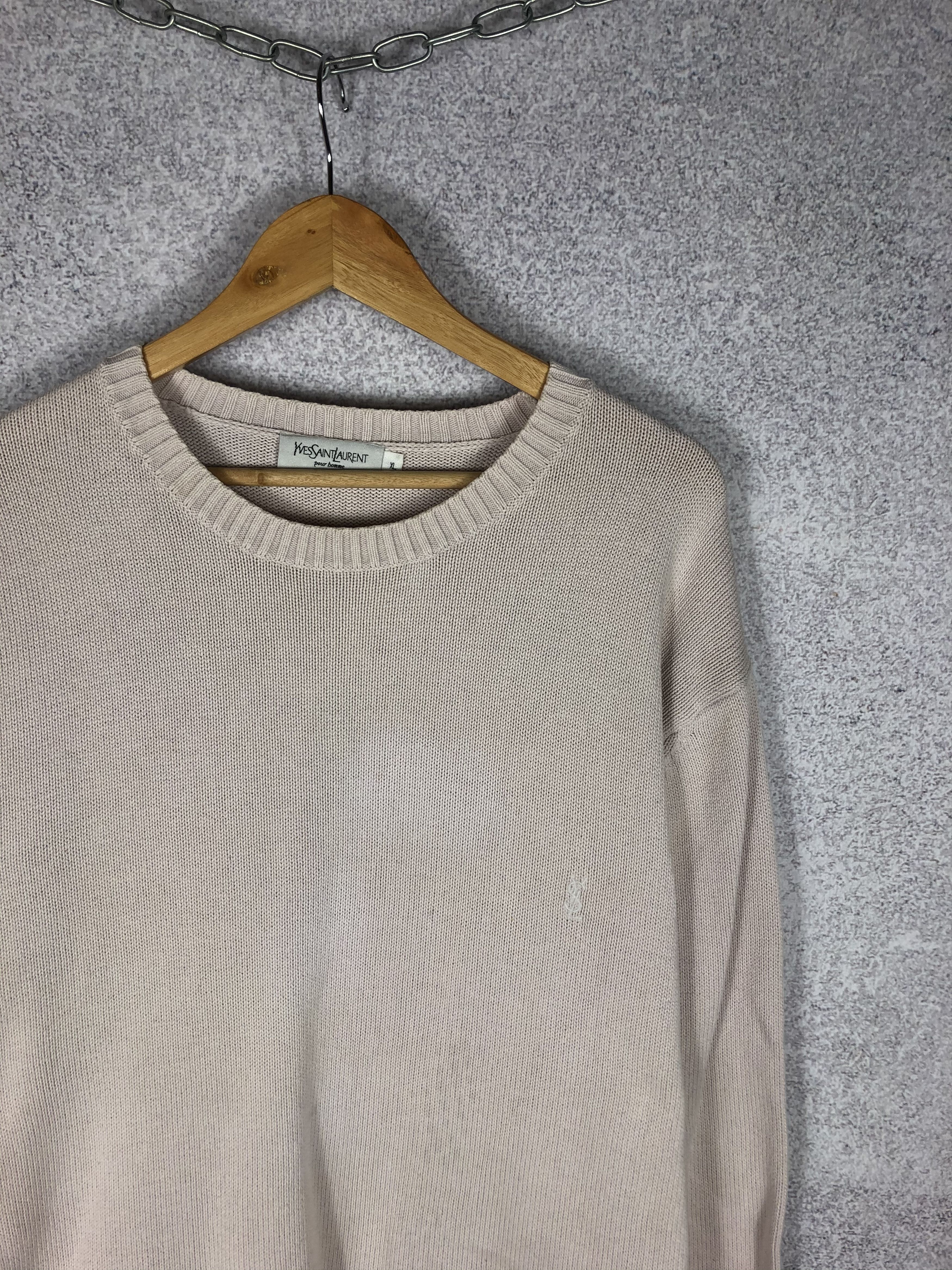 Yves Saint Laurent Vintage YSL Yves Saint Lauren Beige Knitted Sweater Size US XL / EU 56 / 4 - 2 Thumbnail