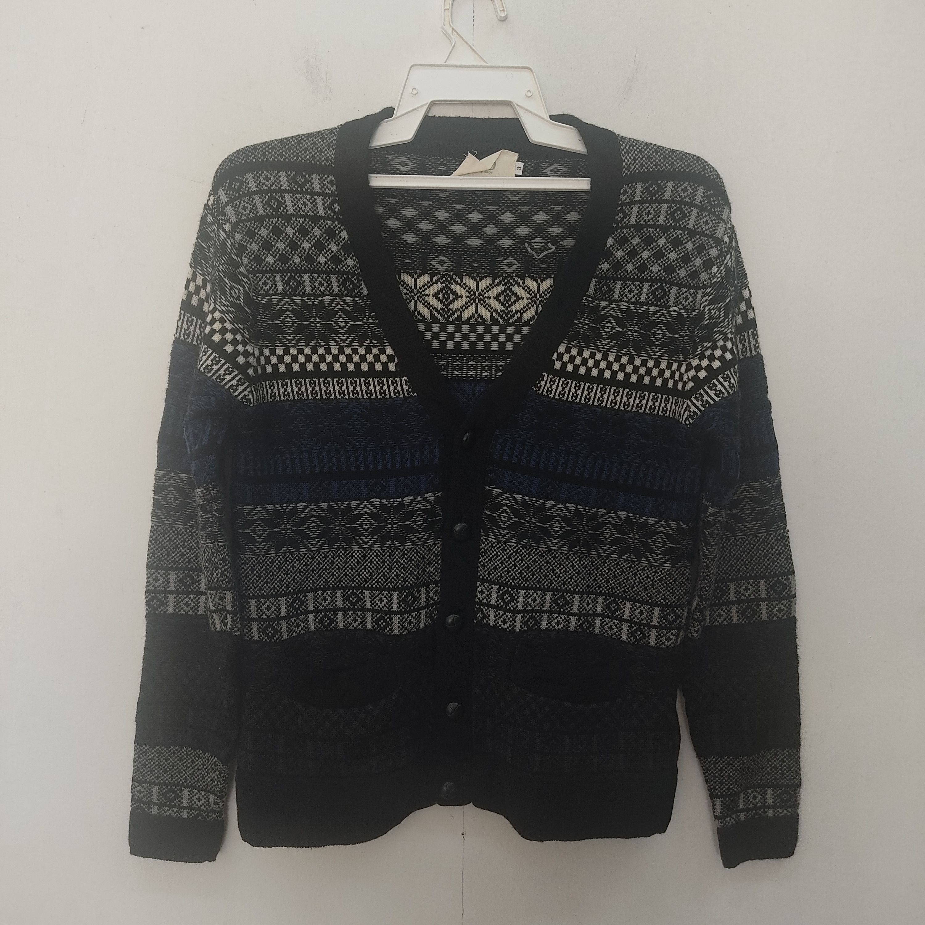 Japanese Brand × URBAN RESEARCH DOORS Urban Research Stripes Tricolor Navajo Cardigan Knitwear Size US S / EU 44-46 / 1 - 1 Thumbnail