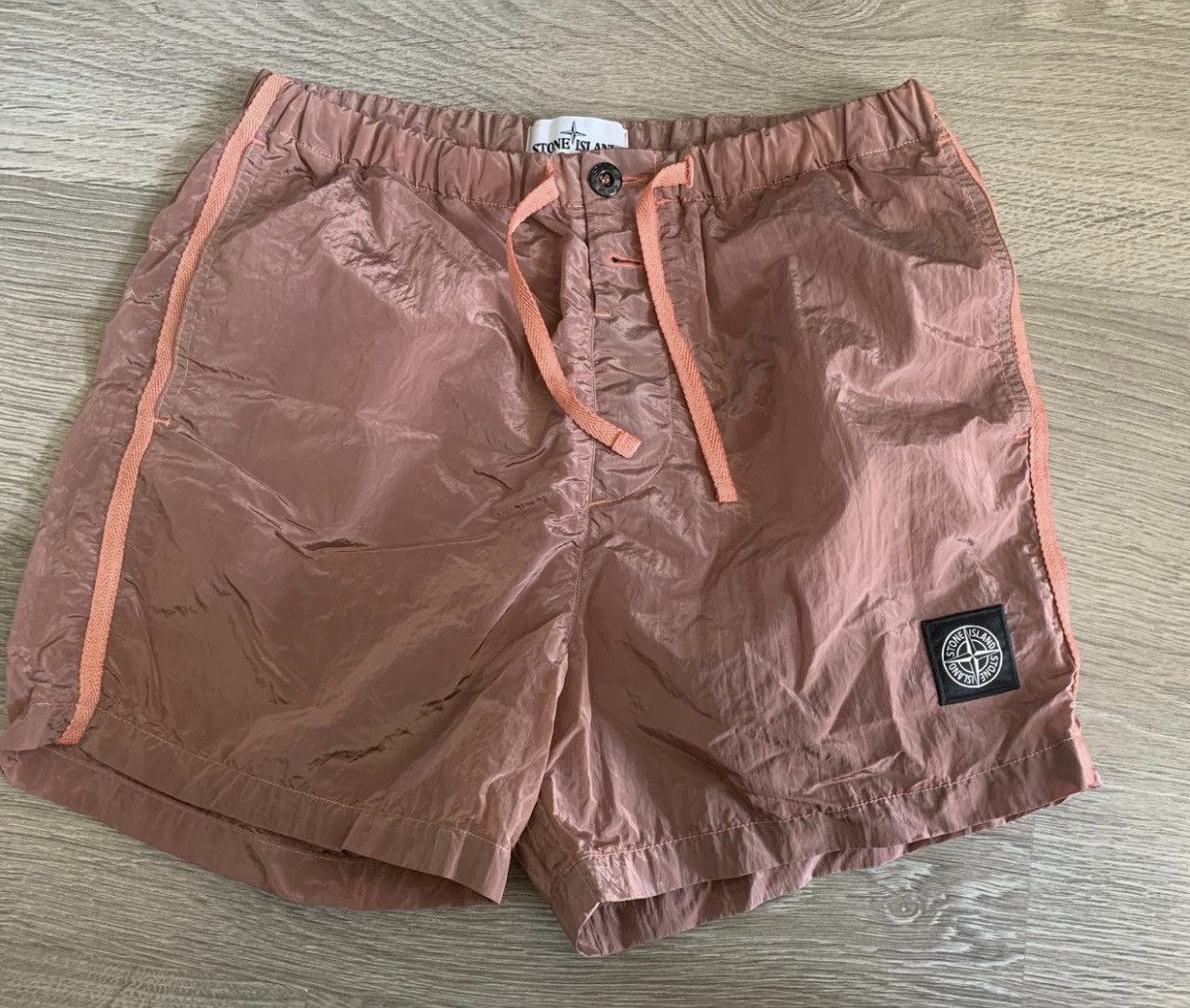 Image of Stone Island Metallic Swim Trunks in Pink, Men's (Size 31)