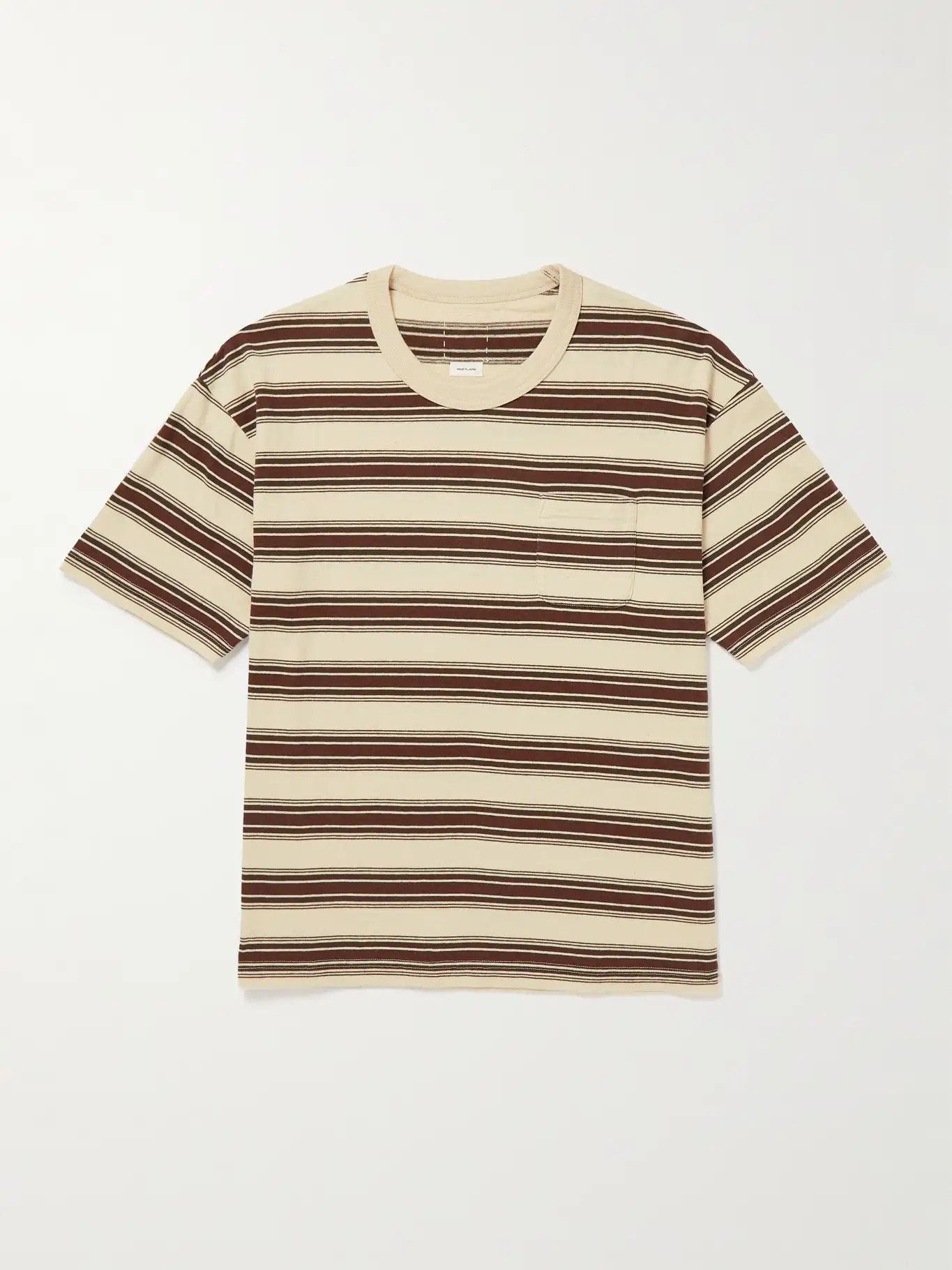 image of Visvim Border Jumbo Stripe Pocket T-Shirt in Brown, Men's (Size 2XL)