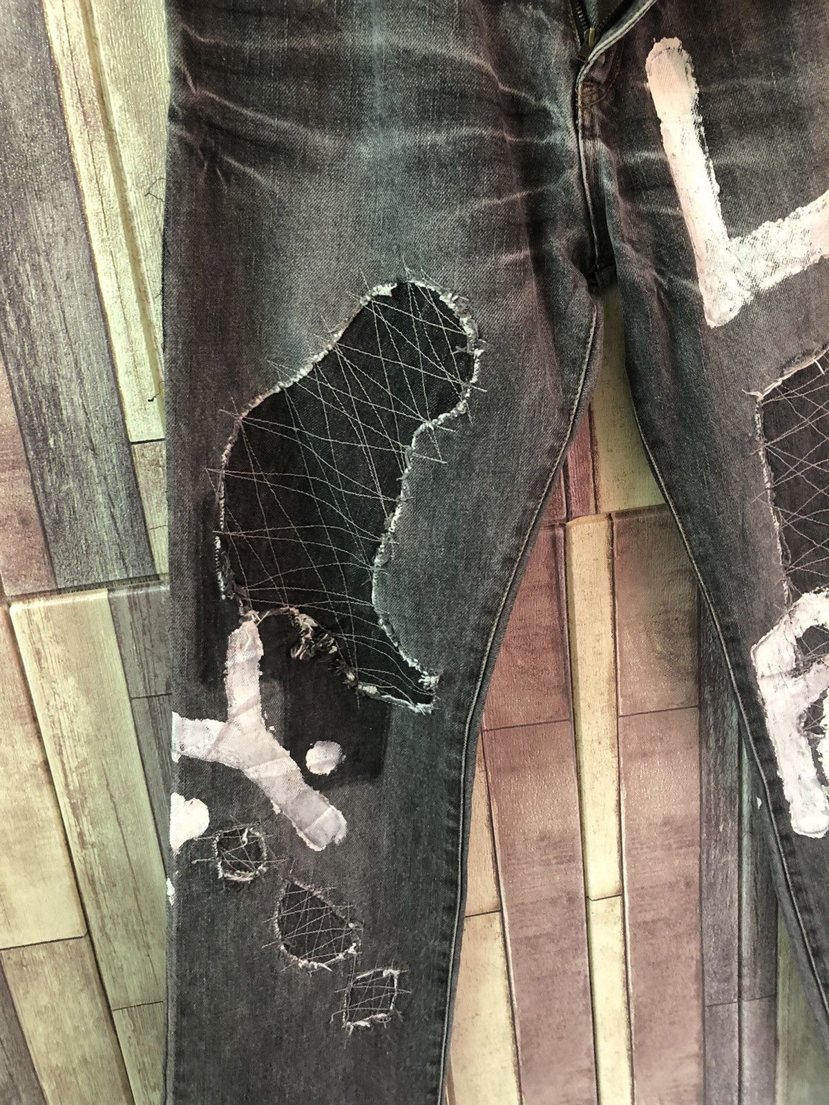Japanese Brand Members The Classic Patchwork Painted Denim Size US 30 / EU 46 - 6 Thumbnail
