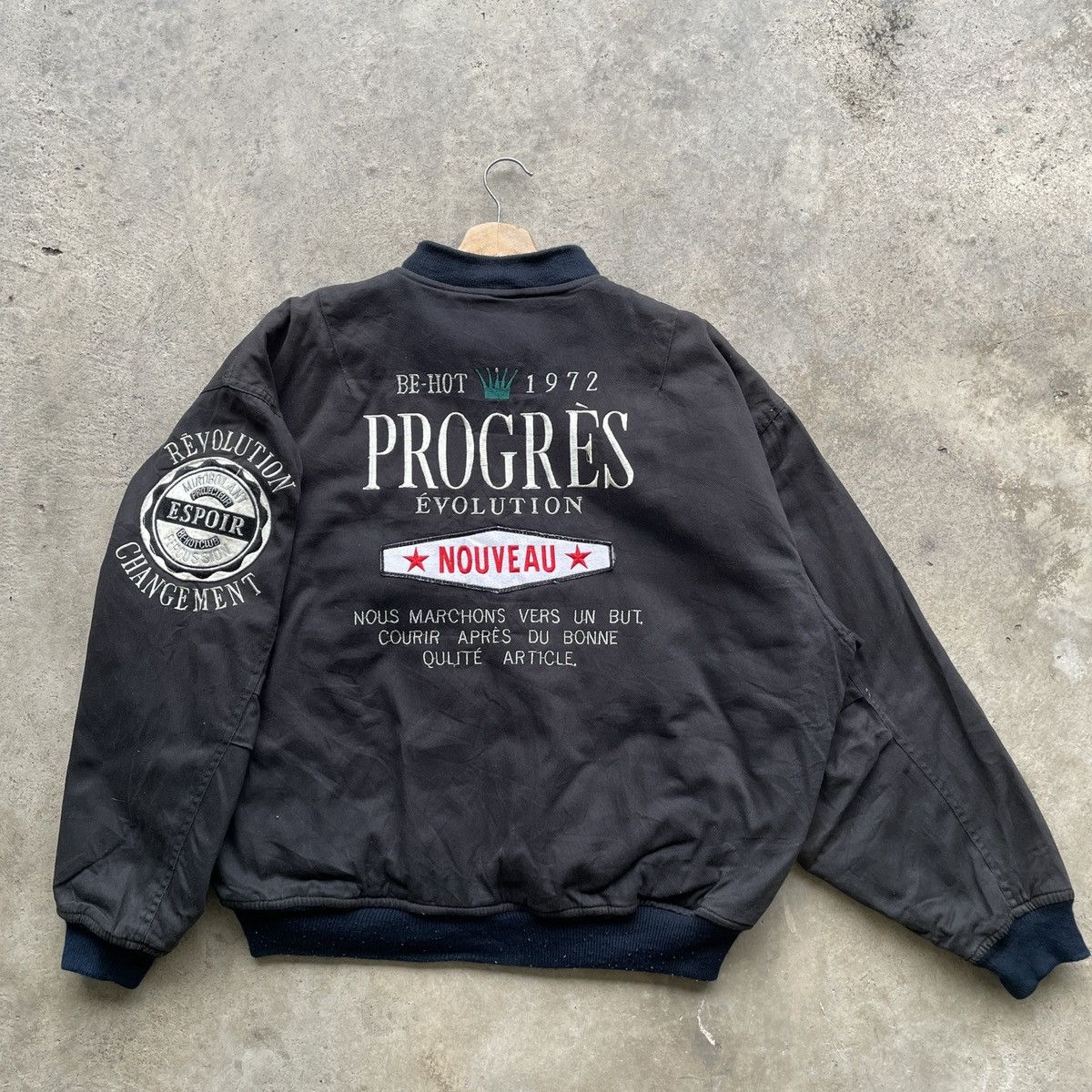 image of Japanese Black Bomber Jacket Big Logo Size Xl, Men's