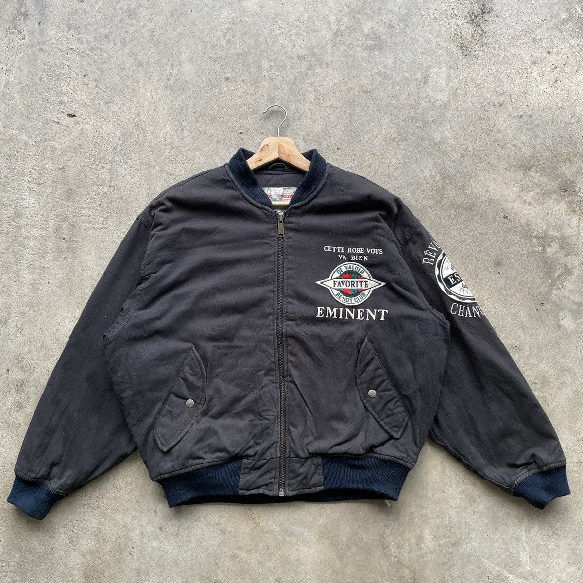 Japanese Brand RARE💥 Vintage Japanese Black Bomber Jacket Big Logo Size XL Size US XL / EU 56 / 4 - 2 Thumbnail