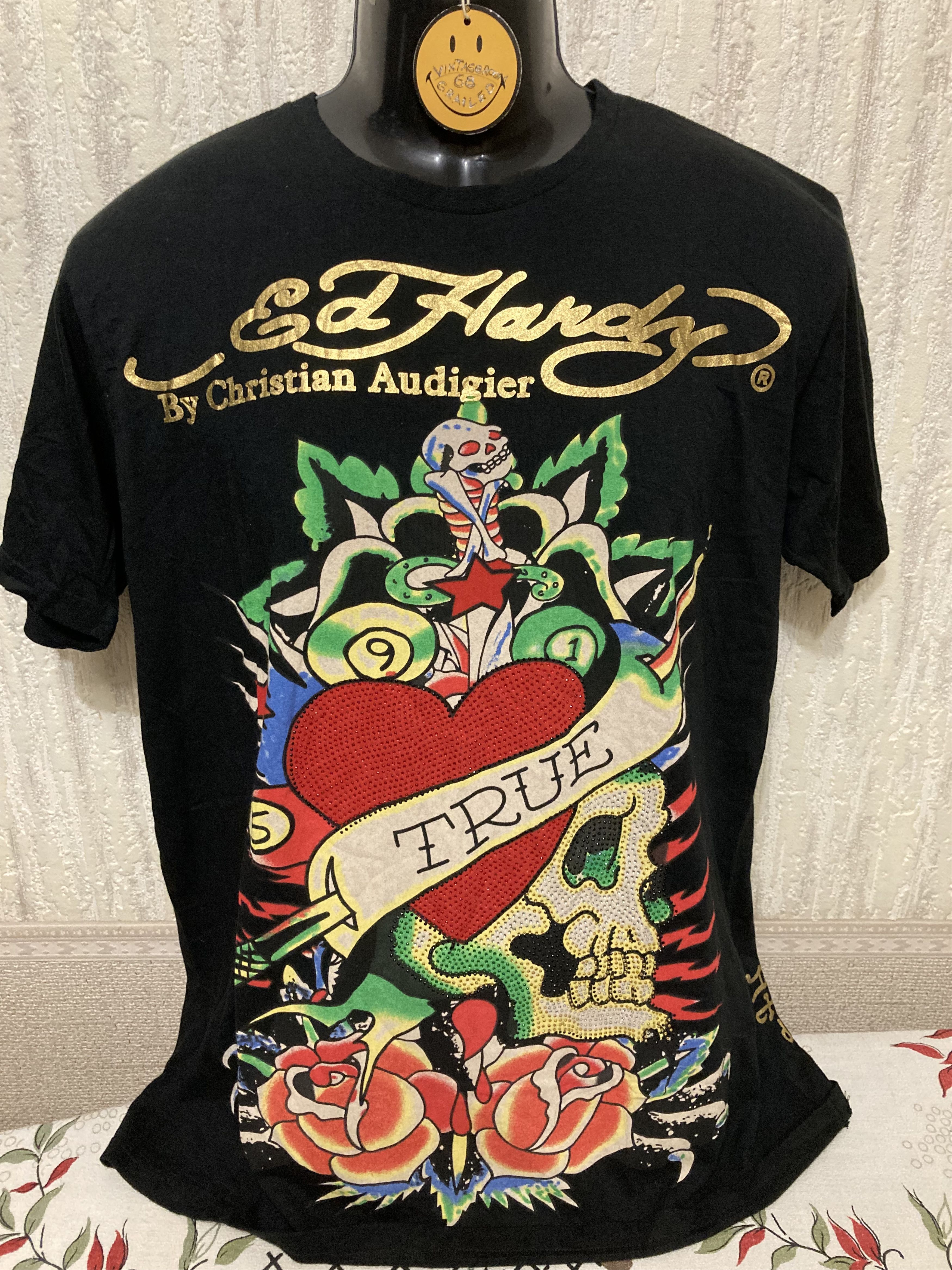 Ed Hardy by Christian Audigier Skull Rhinestones T Shirt