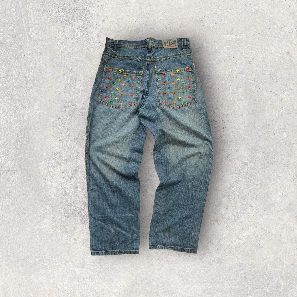 Vintage Yoni Embroidered Baggy Y2K JNCO STYLE Jeans 36x34