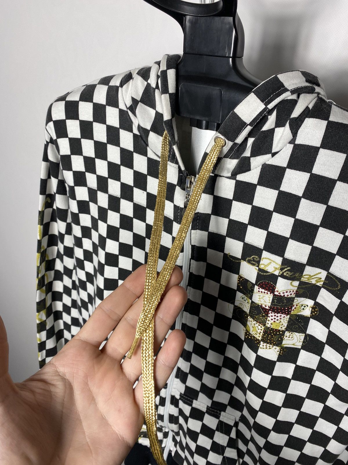 Christian Audigier × Ed Hardy × Vintage Vintage Ed Hardy zip checked hoodie y2k style size S Size US S / EU 44-46 / 1 - 11 Thumbnail