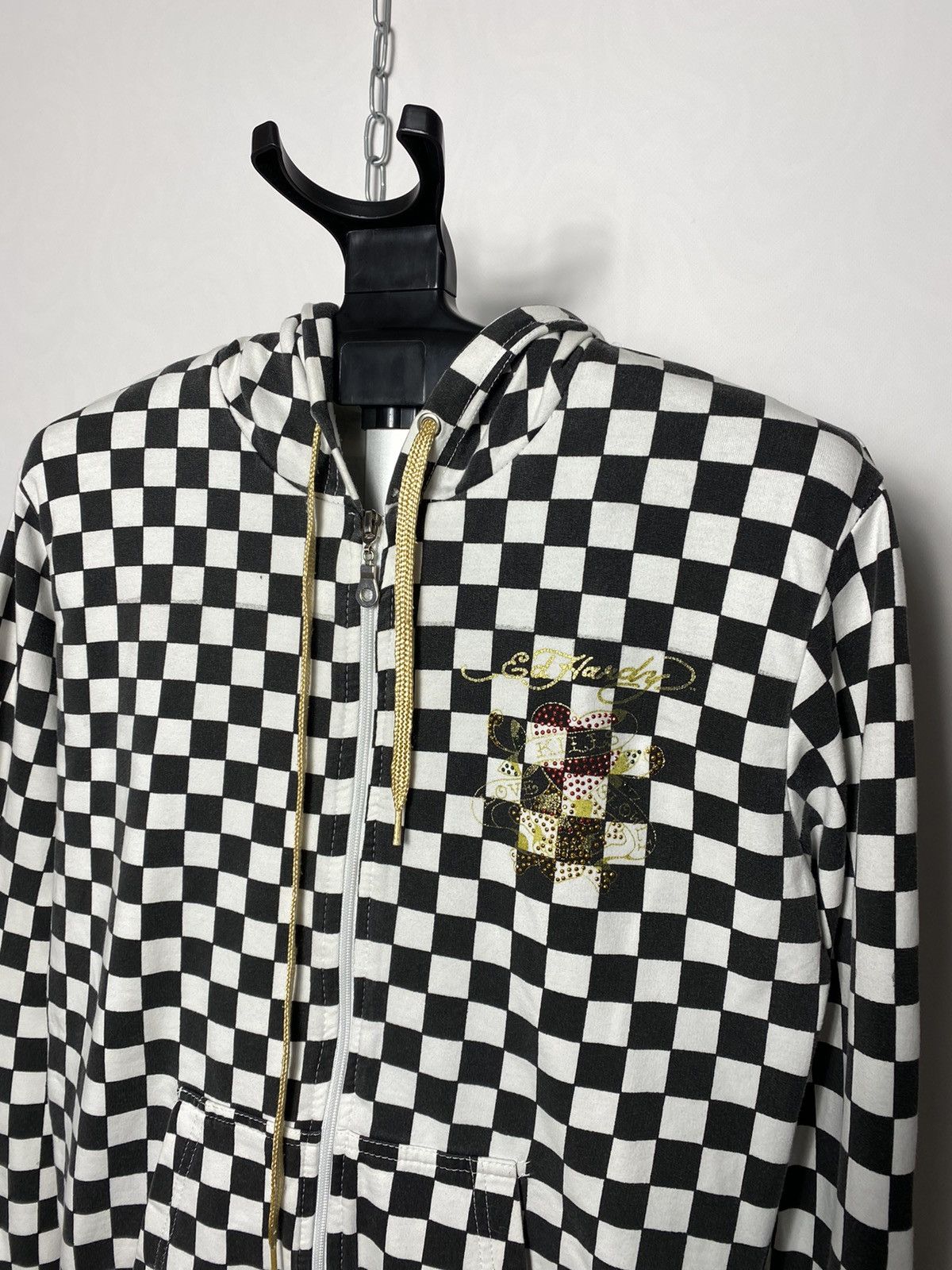 Christian Audigier × Ed Hardy × Vintage Vintage Ed Hardy zip checked hoodie y2k style size S Size US S / EU 44-46 / 1 - 9 Thumbnail