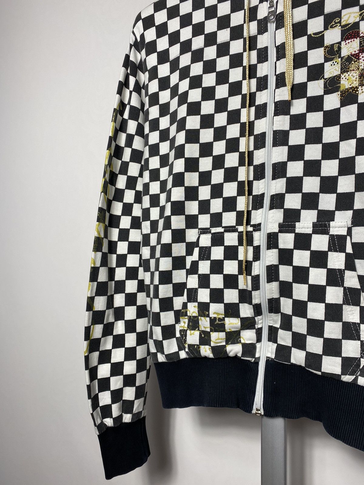Christian Audigier × Ed Hardy × Vintage Vintage Ed Hardy zip checked hoodie y2k style size S Size US S / EU 44-46 / 1 - 10 Thumbnail