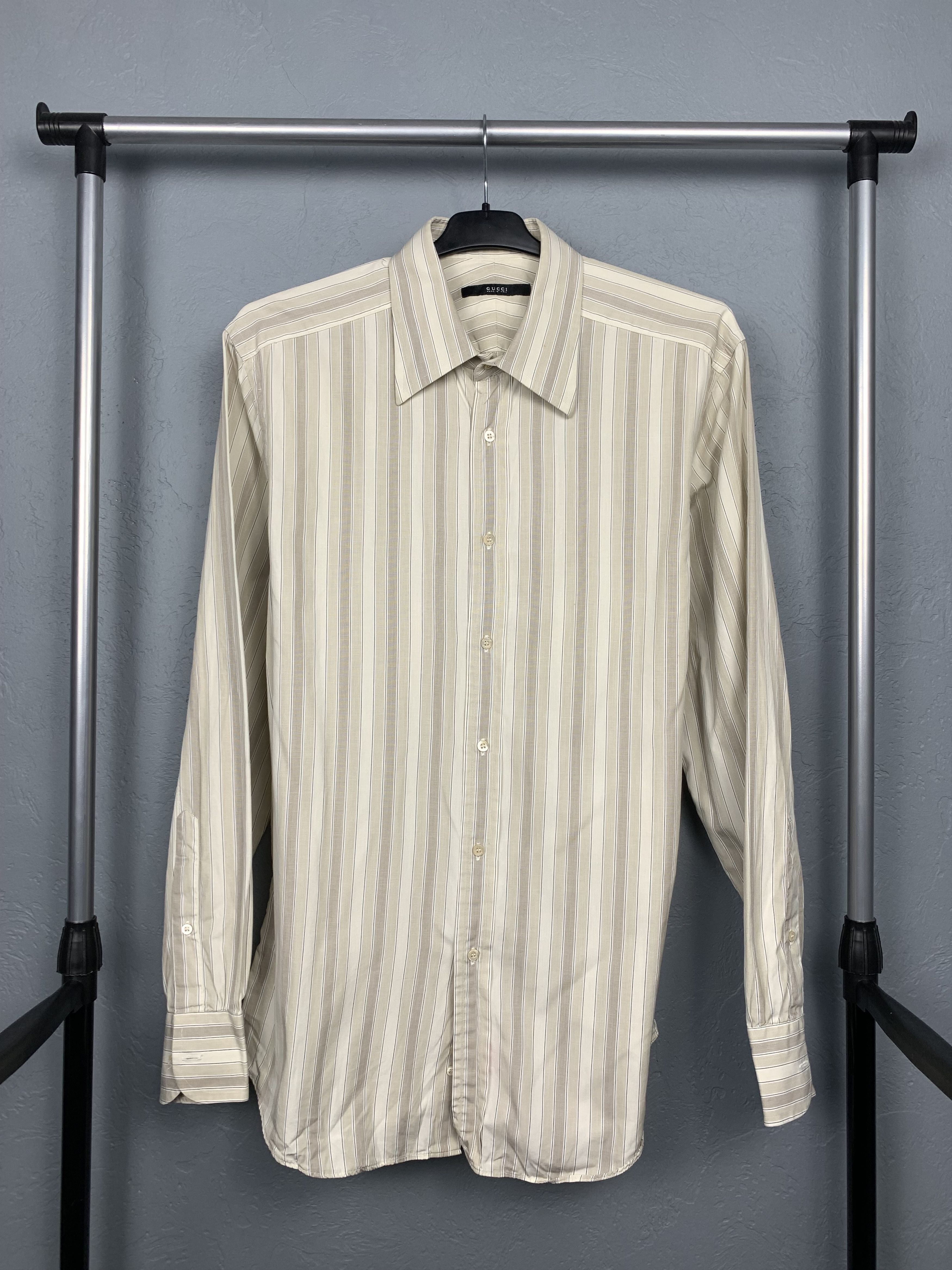 GUCCI Striped Mens Long Sleeve Shirt
