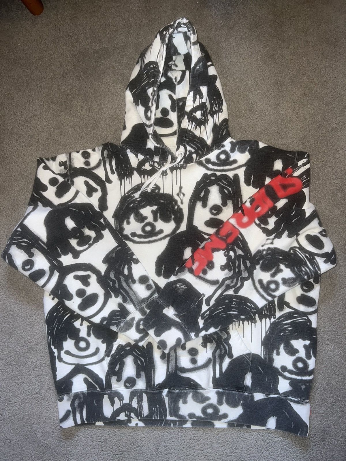 image of Supreme / Yohji Yamamoto Faces Hoodie in White, Men's (Size XL)