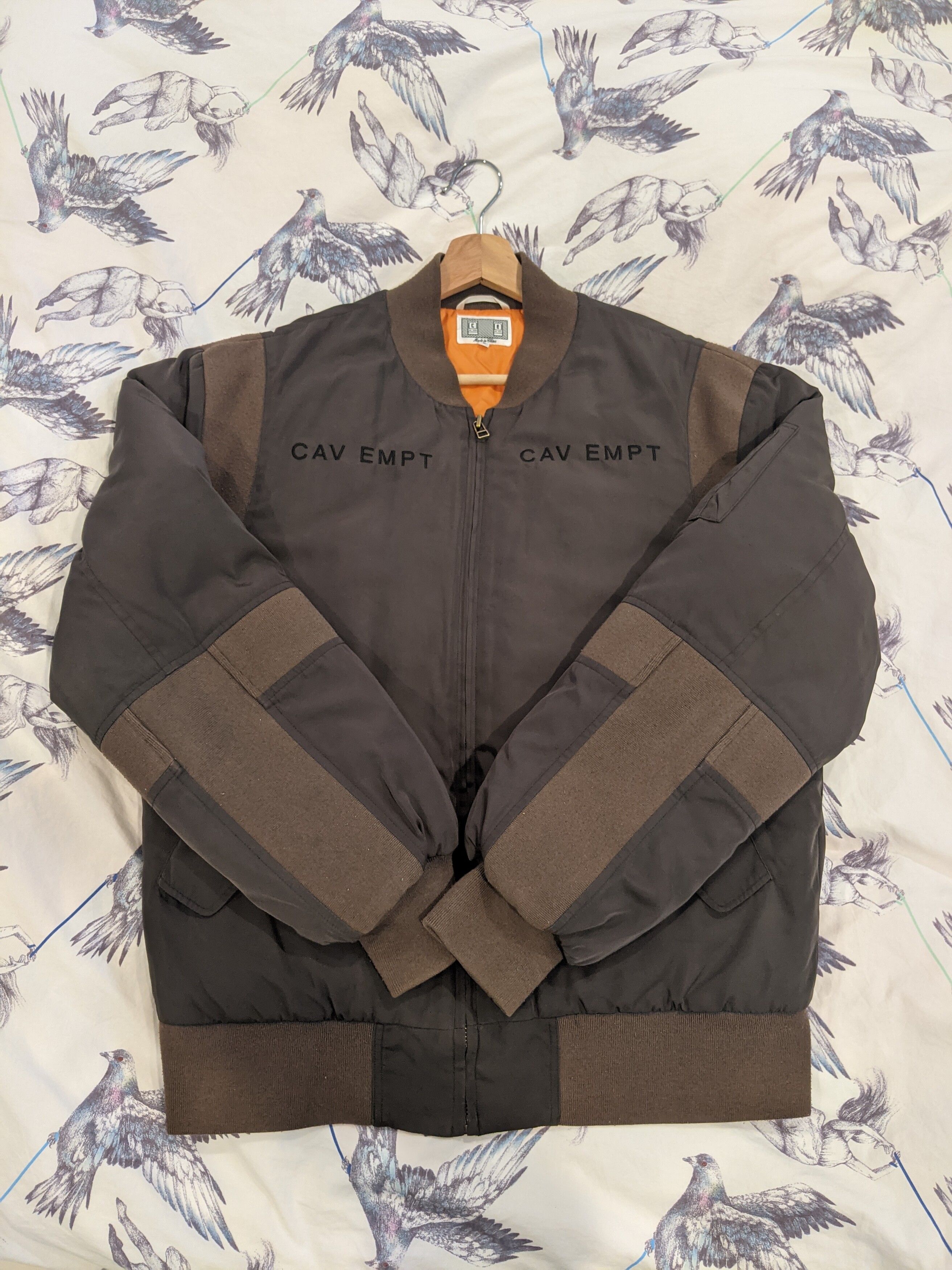 Pre-owned Cav Empt Fw12 Hands Ma-1 Bomber Jacket In Brown