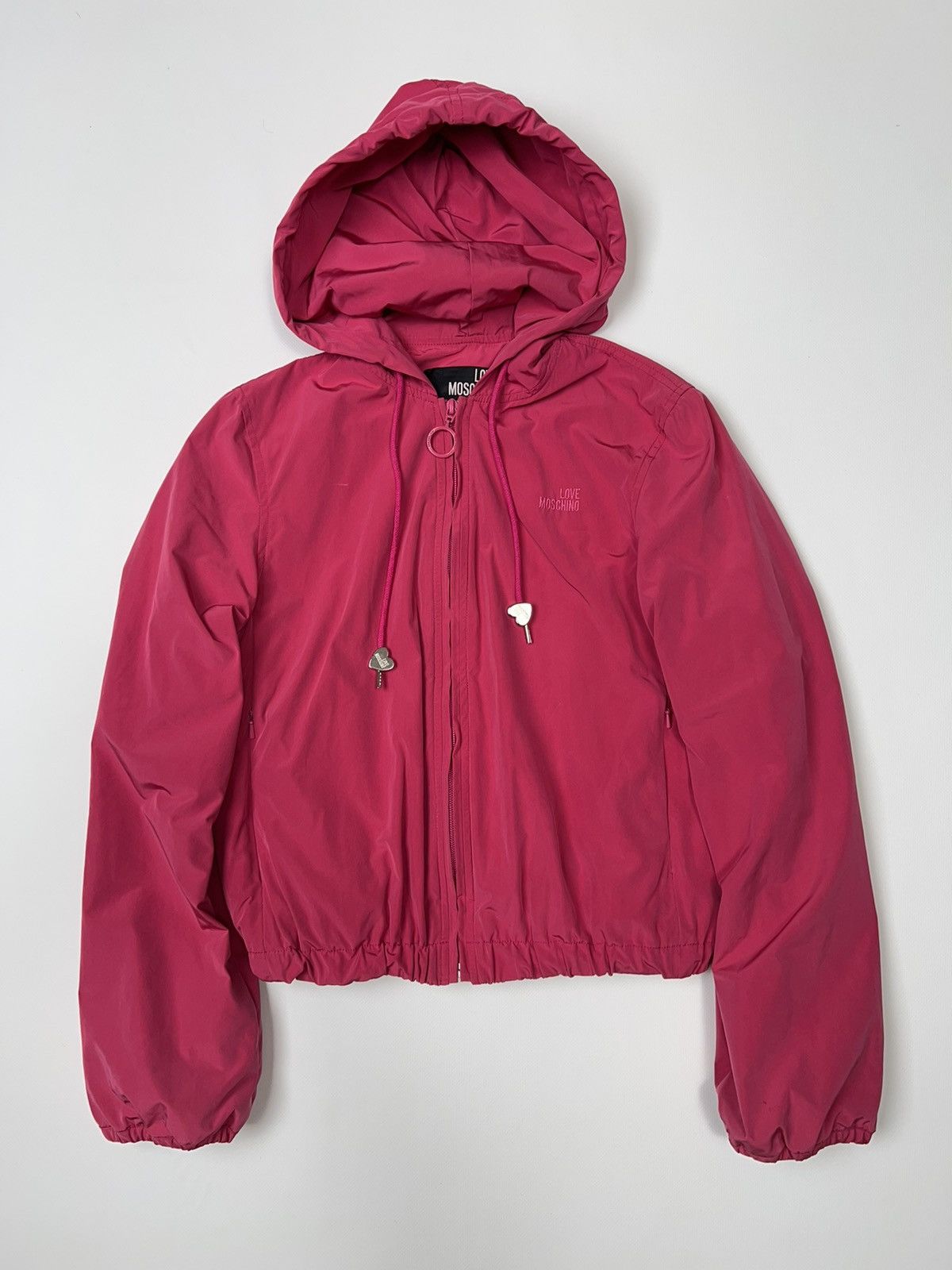 image of Love Moschino Nylon Crop Jacket Pink, Women's (Size Large)