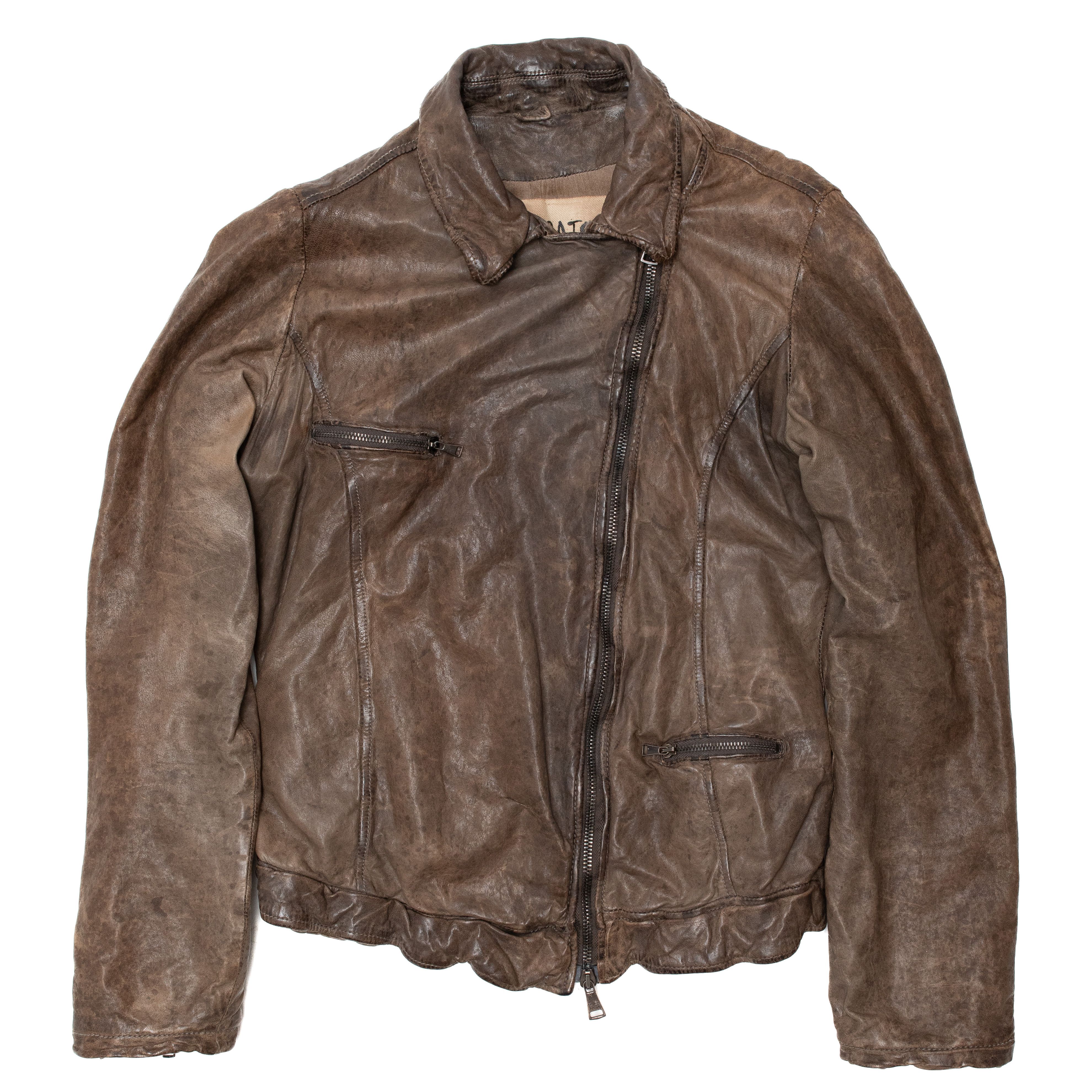 ジャケット・アウター Giorgio Brato leather jacket archive GIORGIO BRATO Leather Asymmetric Moto Biker Jacket