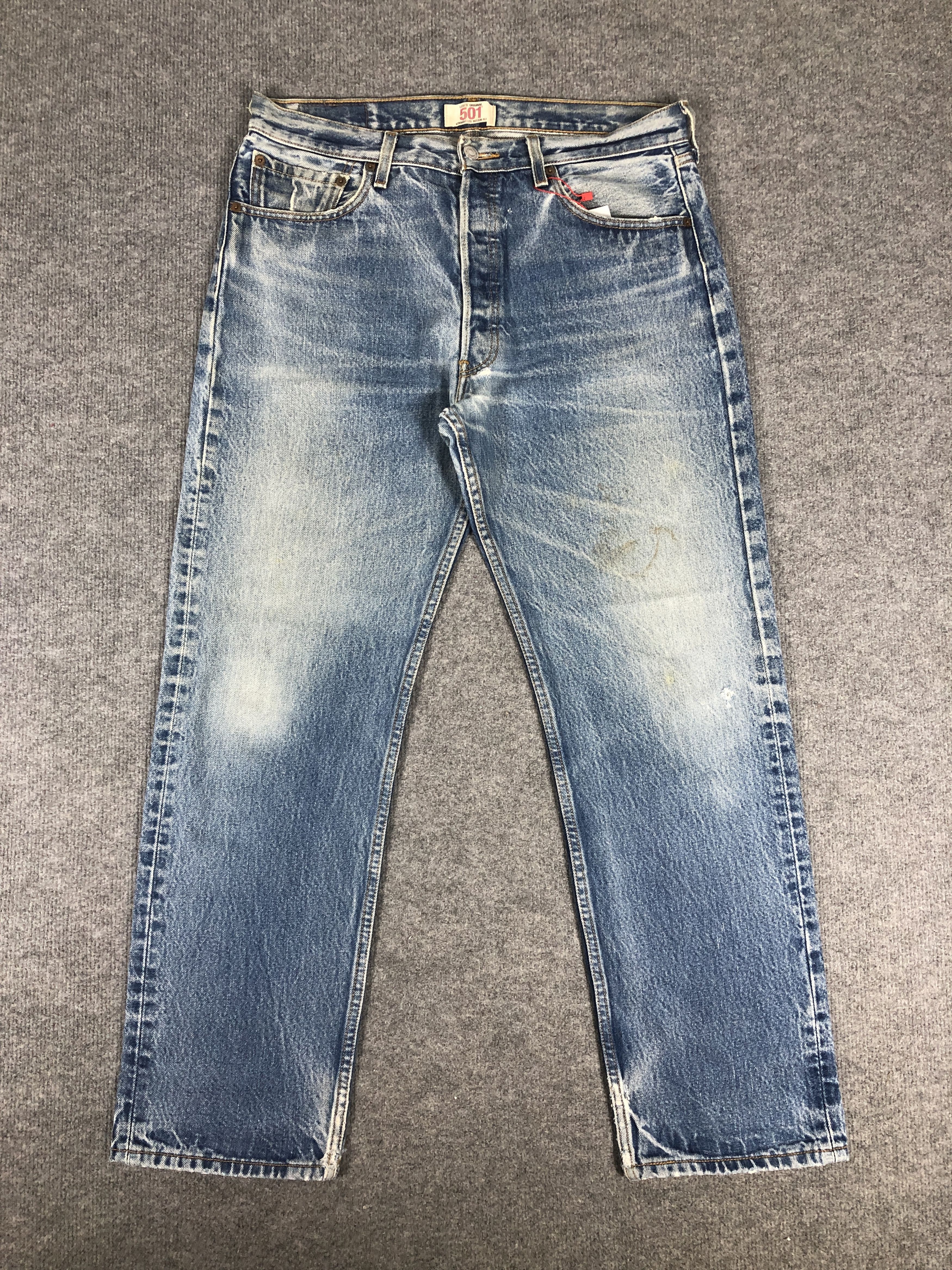 Levi's Vintage Y2k Levi's 501 Distress Faded Blue Denim Jean Size US 34 / EU 50 - 1 Thumbnail