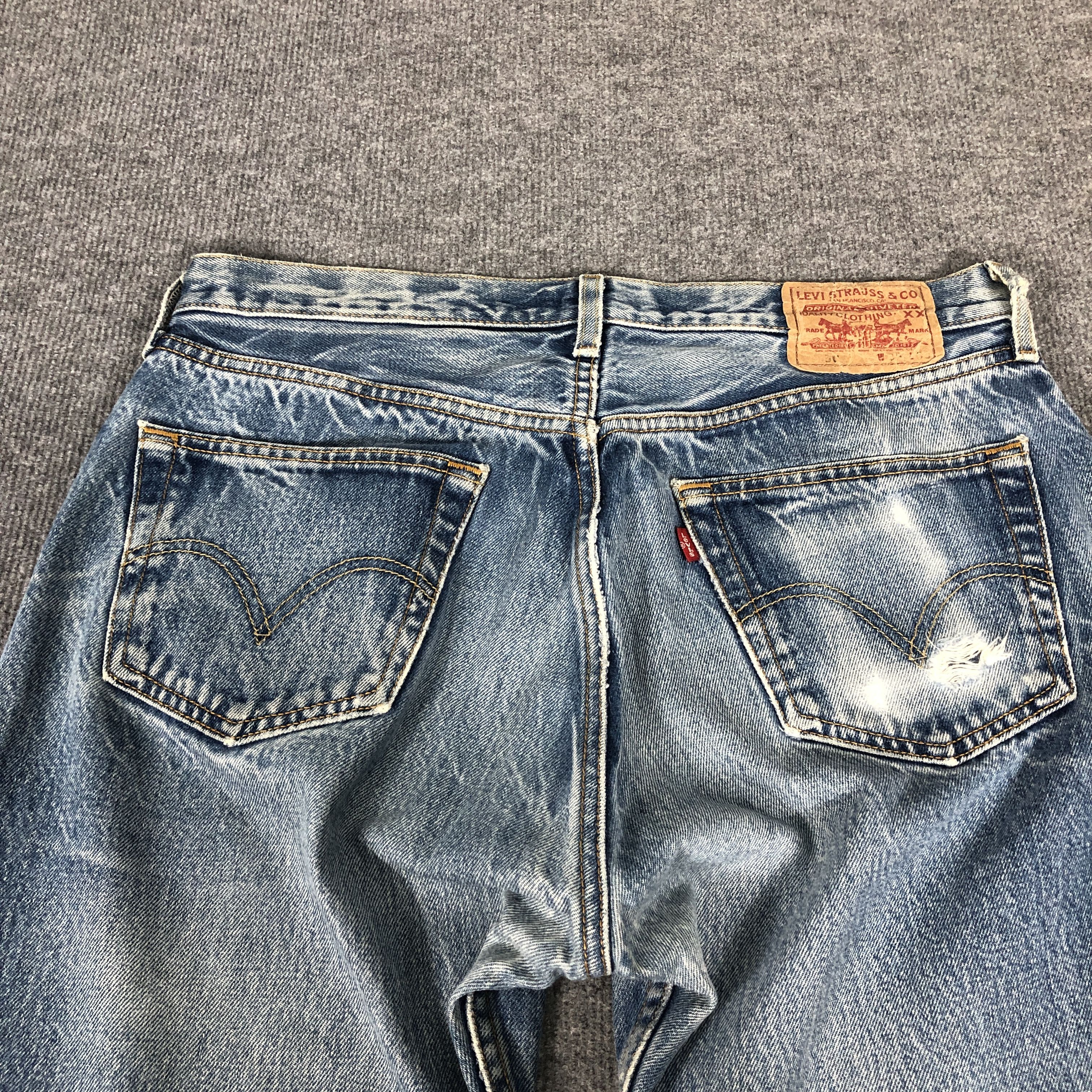 Levi's Vintage Y2k Levi's 501 Distress Faded Blue Denim Jean Size US 34 / EU 50 - 4 Thumbnail