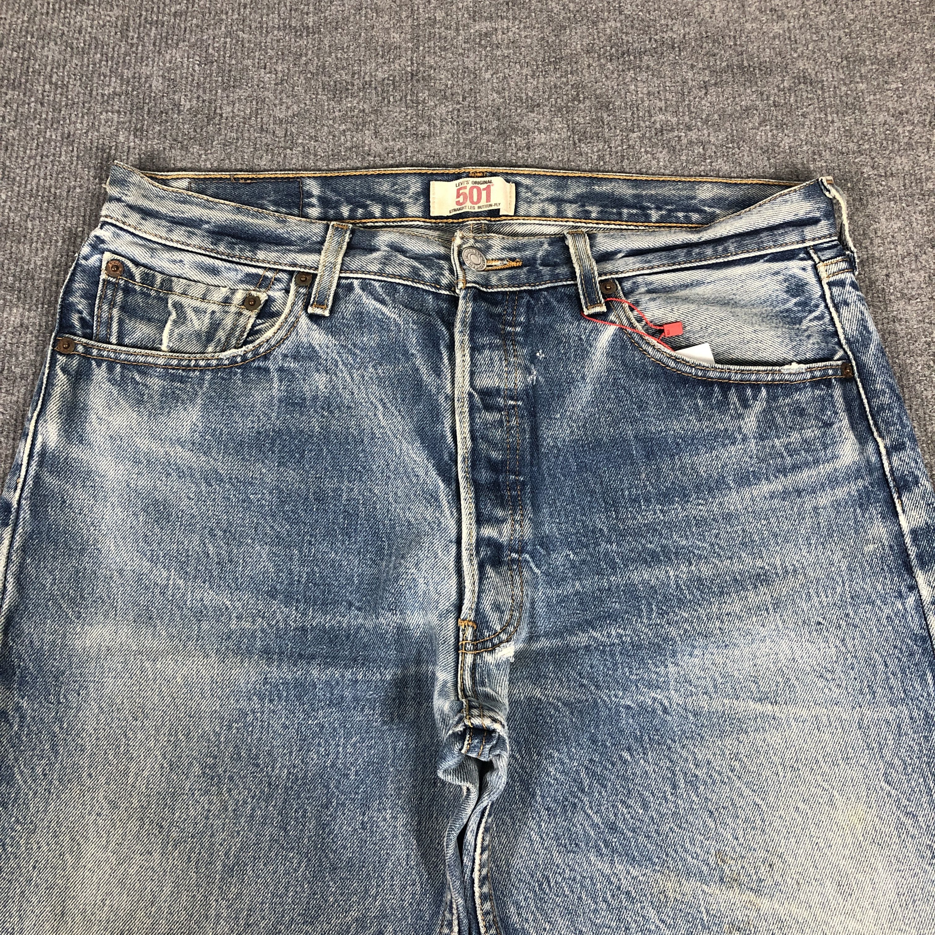Levi's Vintage Y2k Levi's 501 Distress Faded Blue Denim Jean Size US 34 / EU 50 - 3 Thumbnail