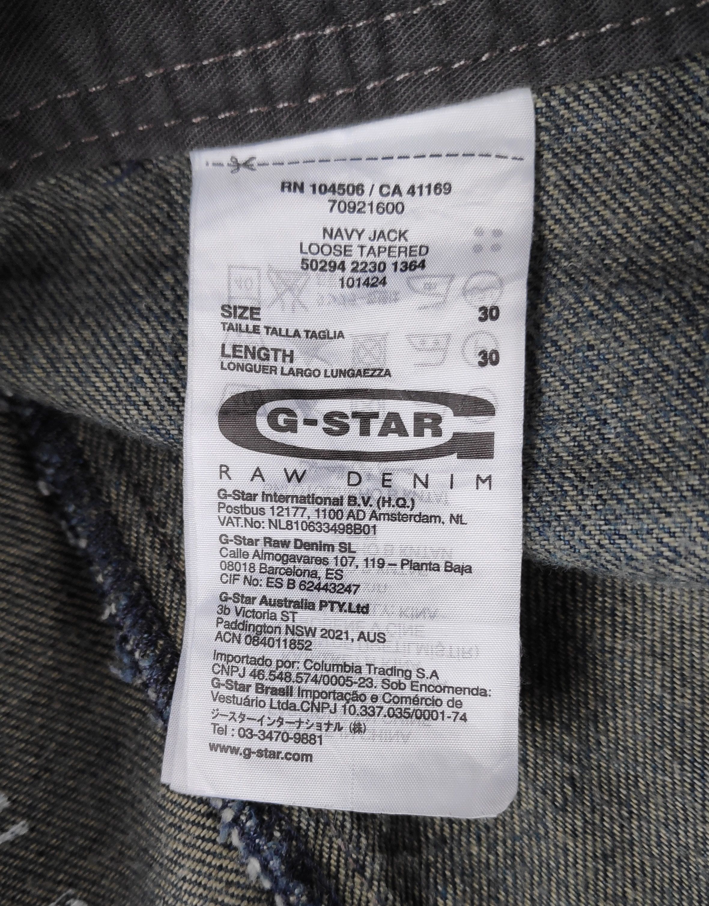 G-Star G-Star Raw Navy Jack Loose Tapered Denim Jeans Size US 30 / EU 46 - 10 Thumbnail